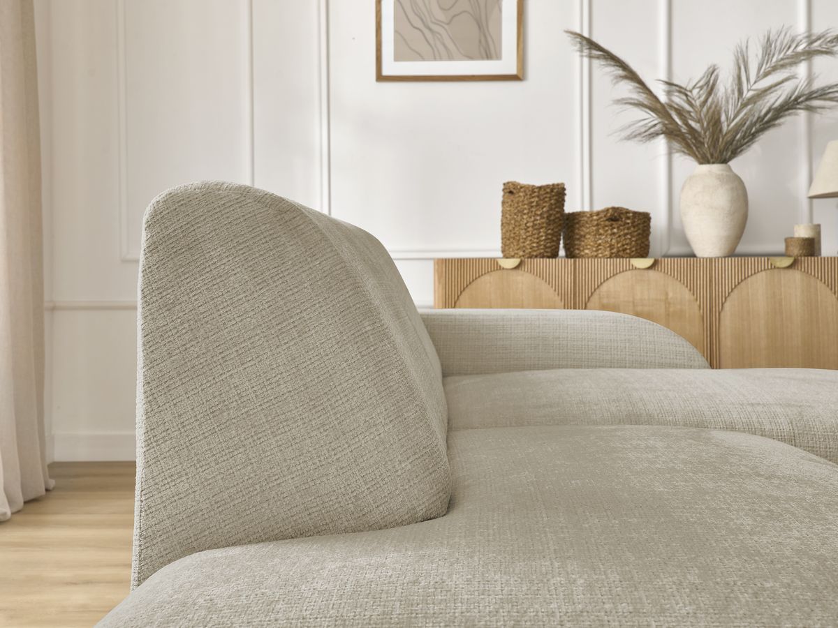 Bobochic Sirius Ecksofa 300 × 170 cm Strukturstoff Beige Ecke rechts
