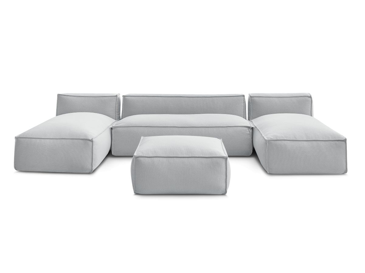 Bobochic Biarritz Gartensofa 4-Sitzer mit Pouf 332 × 168 cm Melange-Stoff Grau