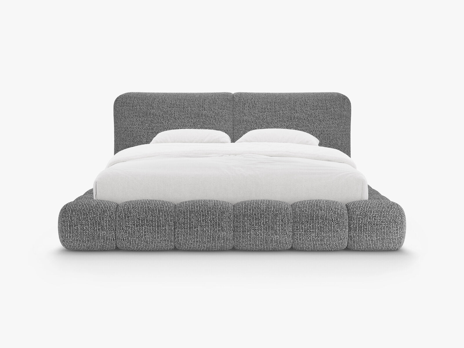 Micadoni Stauraumbett mit Kopfteil Solange Chenille Silencio Dunkelgrau 180x200