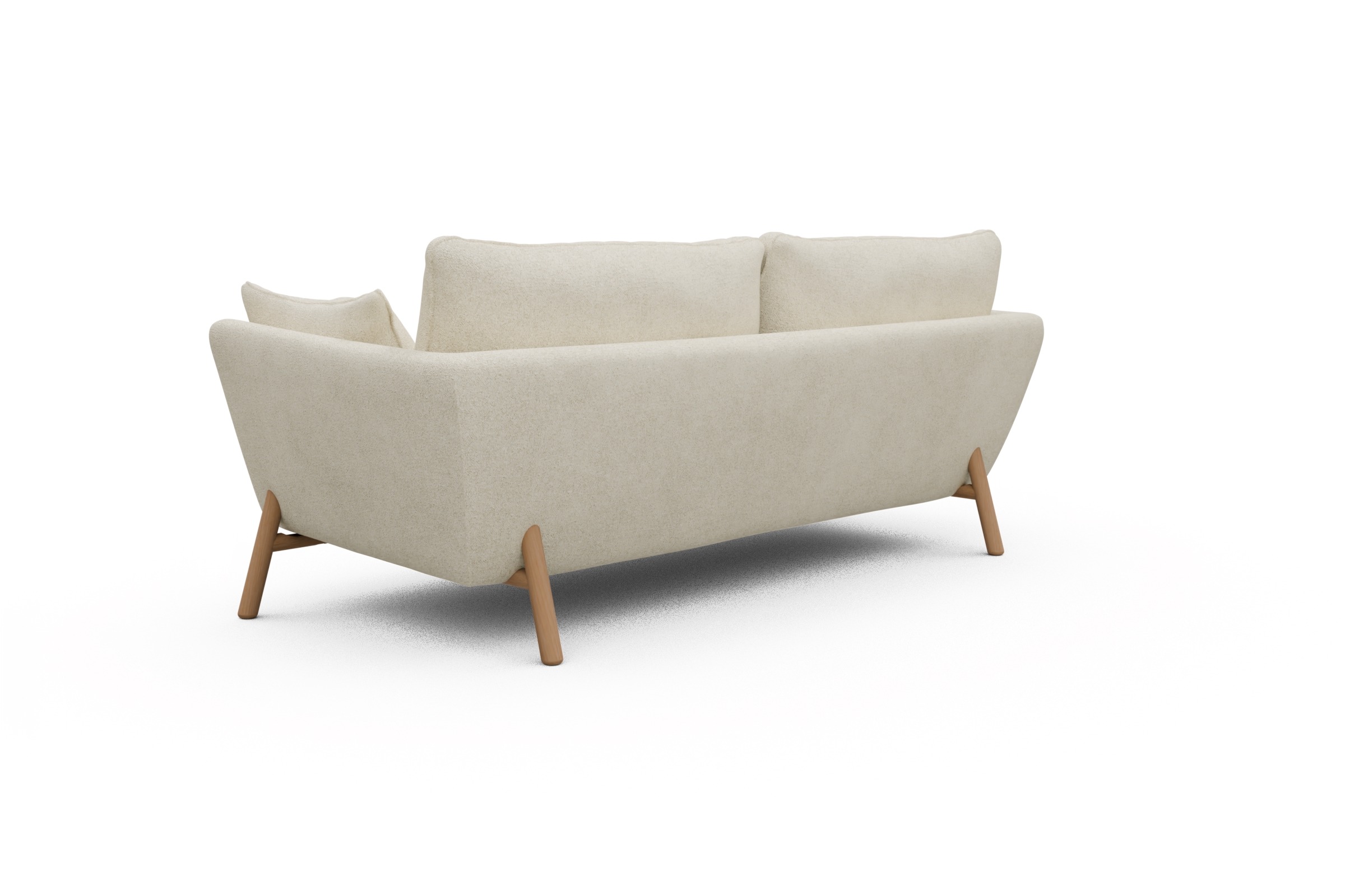 Sofa Emil 3-Sitzer Beinfarbe Eiche Natur Boucle-Off-White