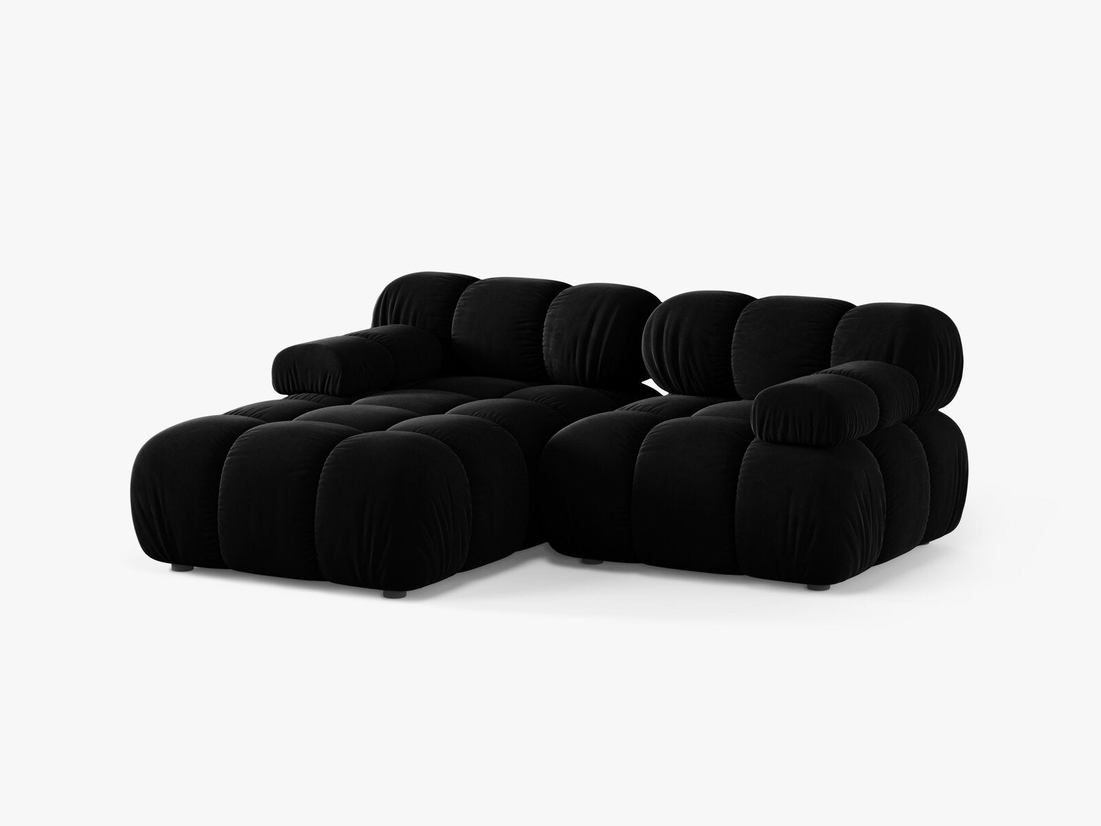Micadoni Modulares Ecksofa Bellis 3-Sitzer Links Samt Venus Schwarz