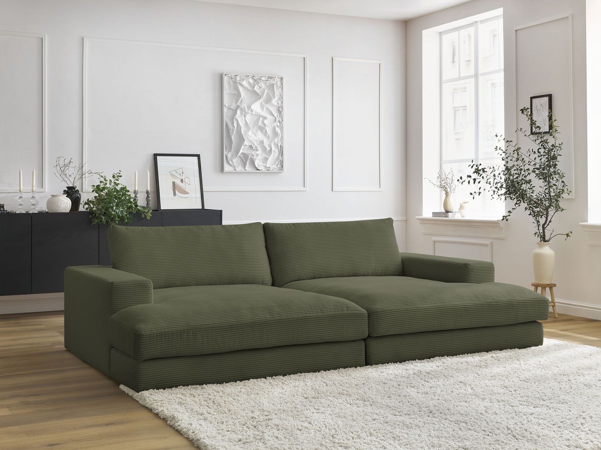 Bobochic Leonard Sofa 4-Sitzer 234 × 159 cm Cordsamt Hellgrün