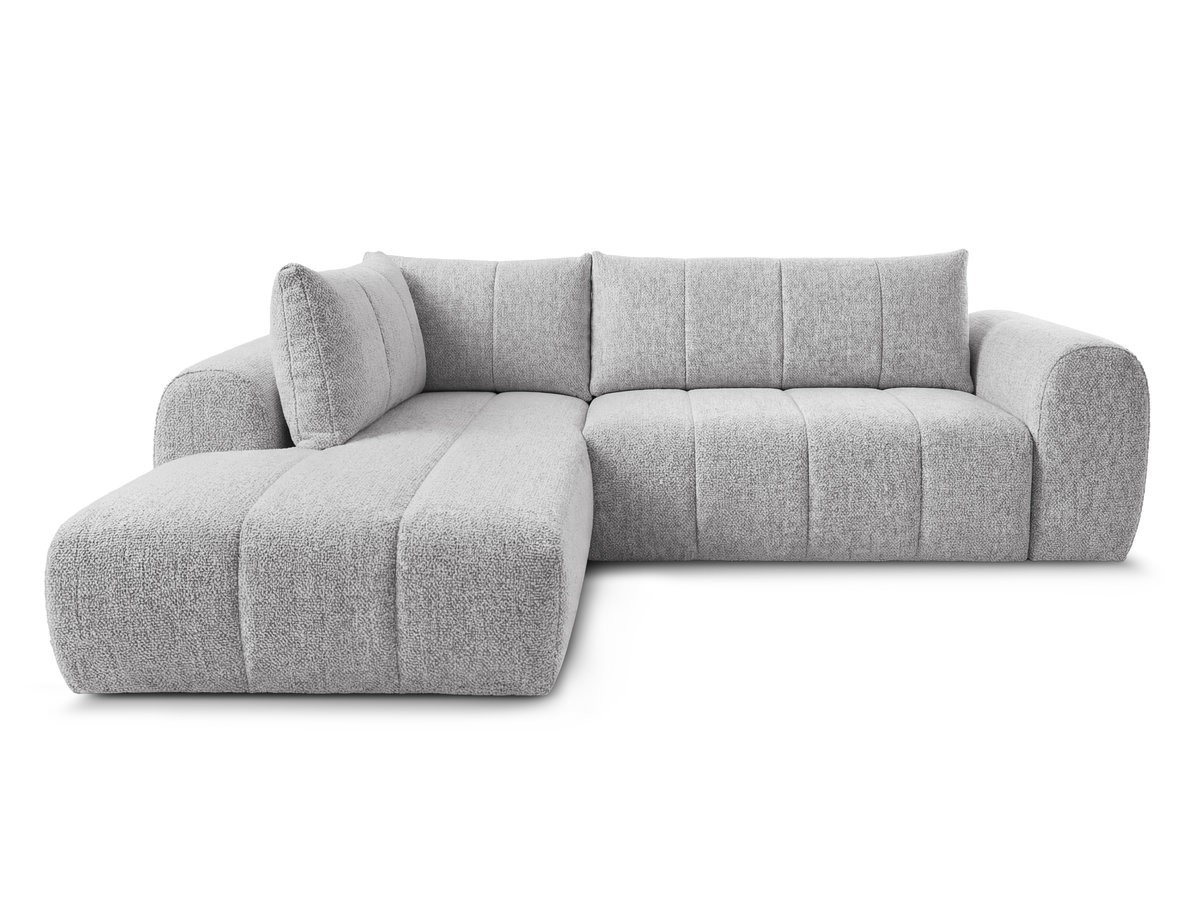 Bobochic Nesty Ecksofa in L-Form, 256 cm Melange-Stoff Hellgrau Ecke links