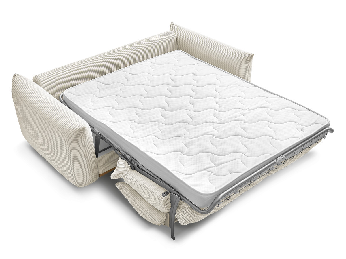 Bobochic Ernest Schlafsofa 3-Sitzer, Liegefläche 140 / 160 × 190 cm Cordsamt Beige, Liegefläche 160 × 190 cm