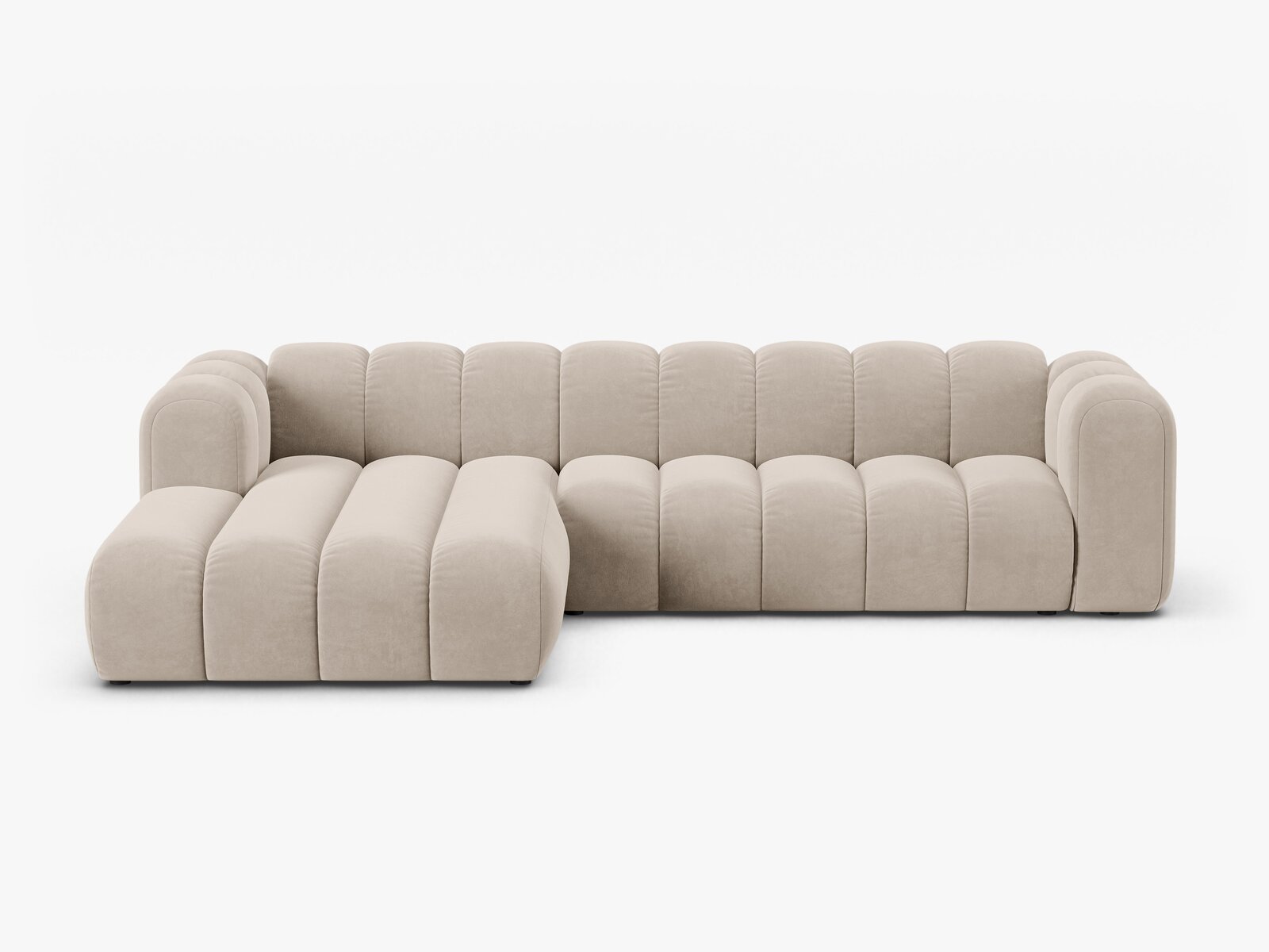 Micadoni Modulares Ecksofa Lupine 4-Sitzer Links Samt Salvador Beige