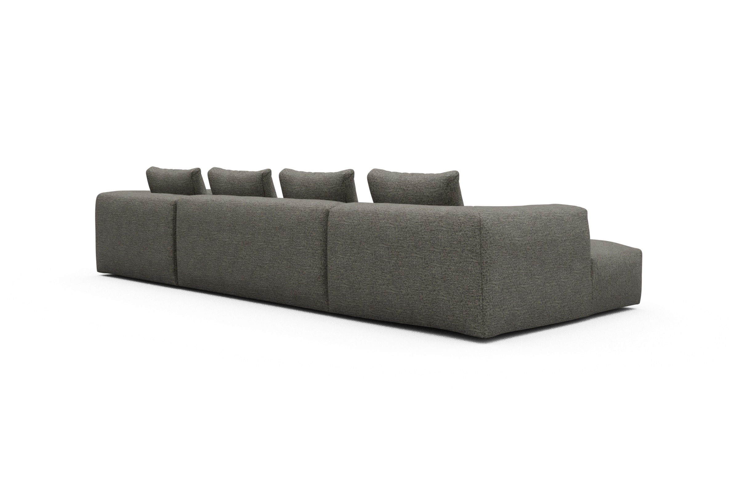 Wohnlandschaft Fred Relax-Ecke rechts mit 2-Sitzer und Chaiselongue links Carreno-Sepie-Brown