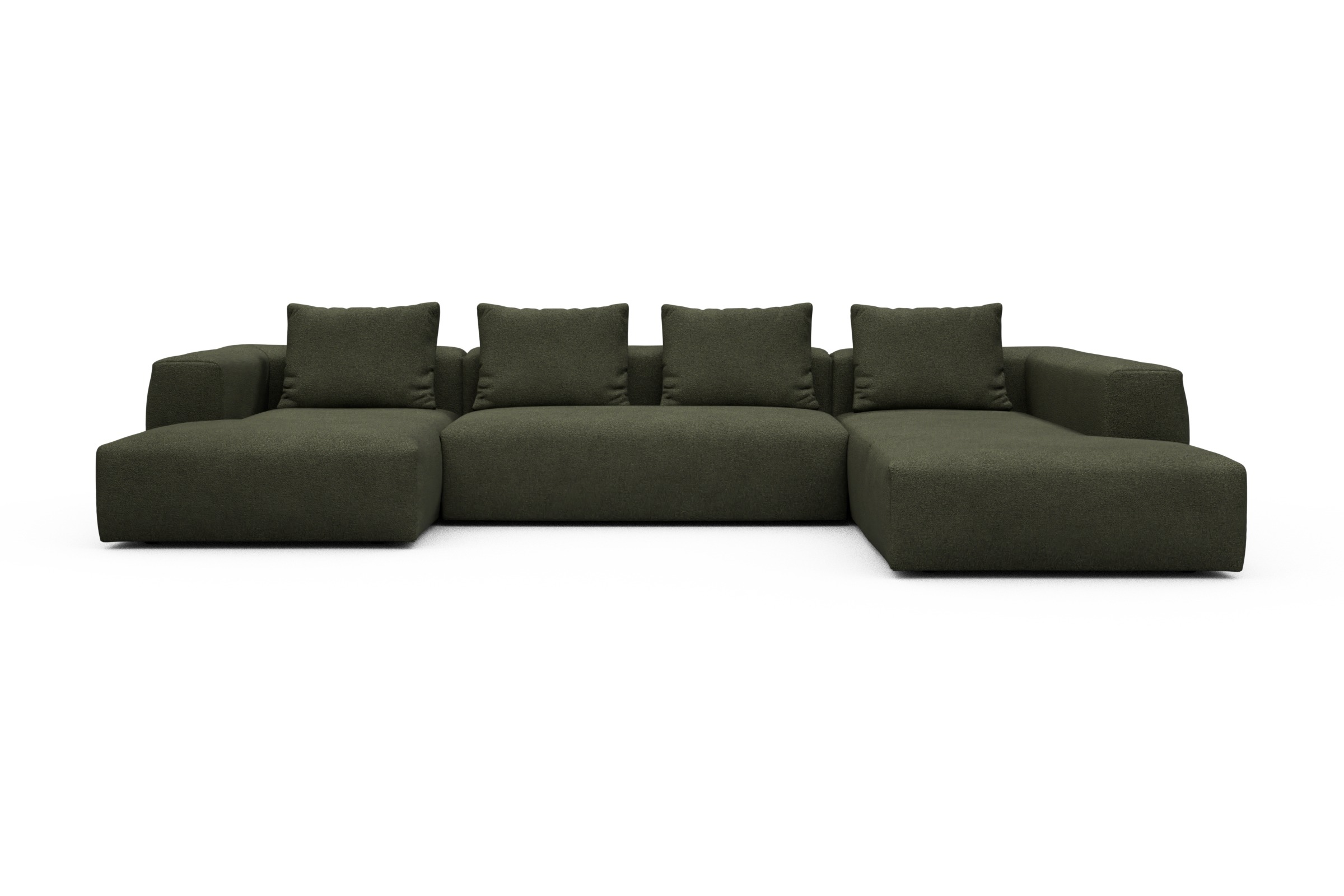 Skandi Home Wohnlandschaft Fred Relax-Ecke rechts mit 2-Sitzer und Chaiselongue links Boucle-Forest-Green moebelfaktor