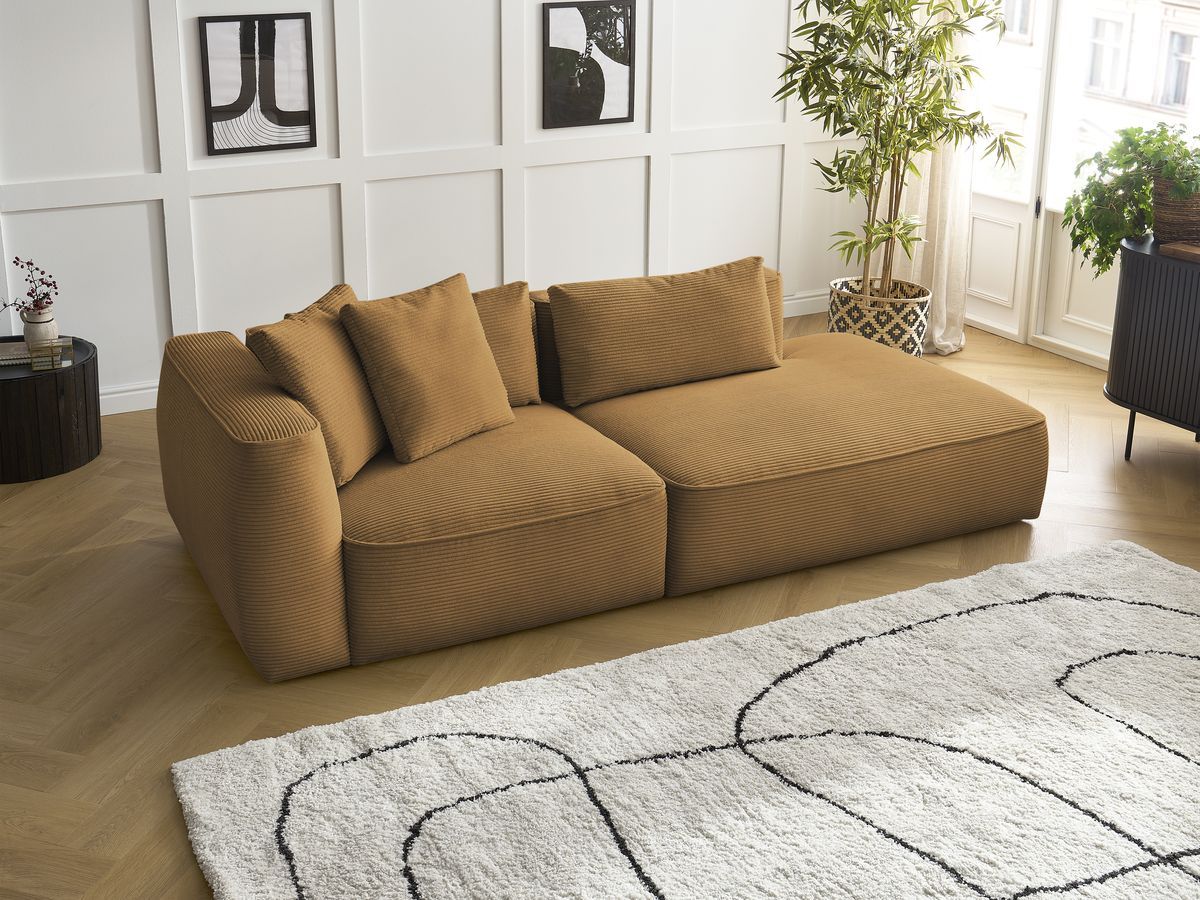 Bobochic Leopold Sofa 3-Sitzer Cordsamt Gelb Armlehne links