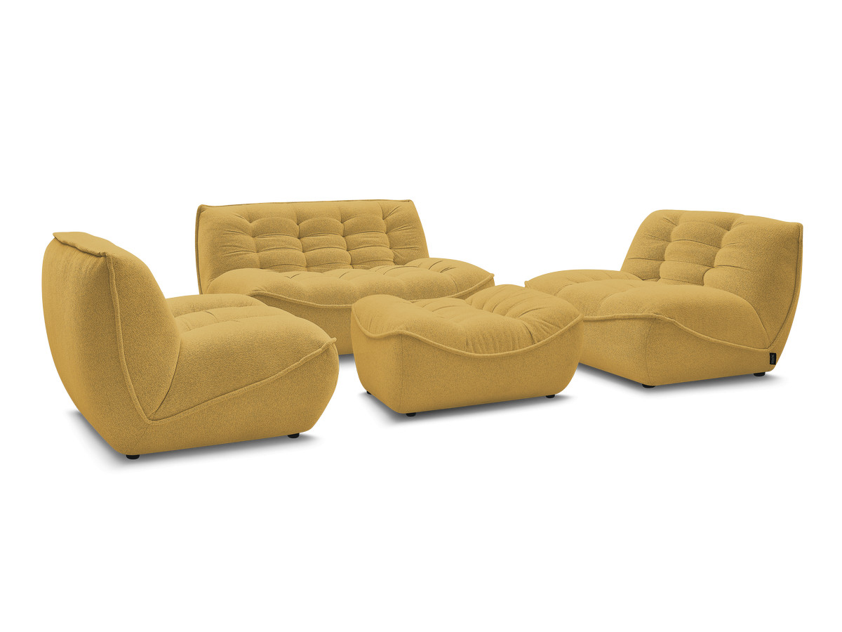 Bobochic Serena Sofa 4-Sitzer mit Pouf Melange-Stoff Gelb