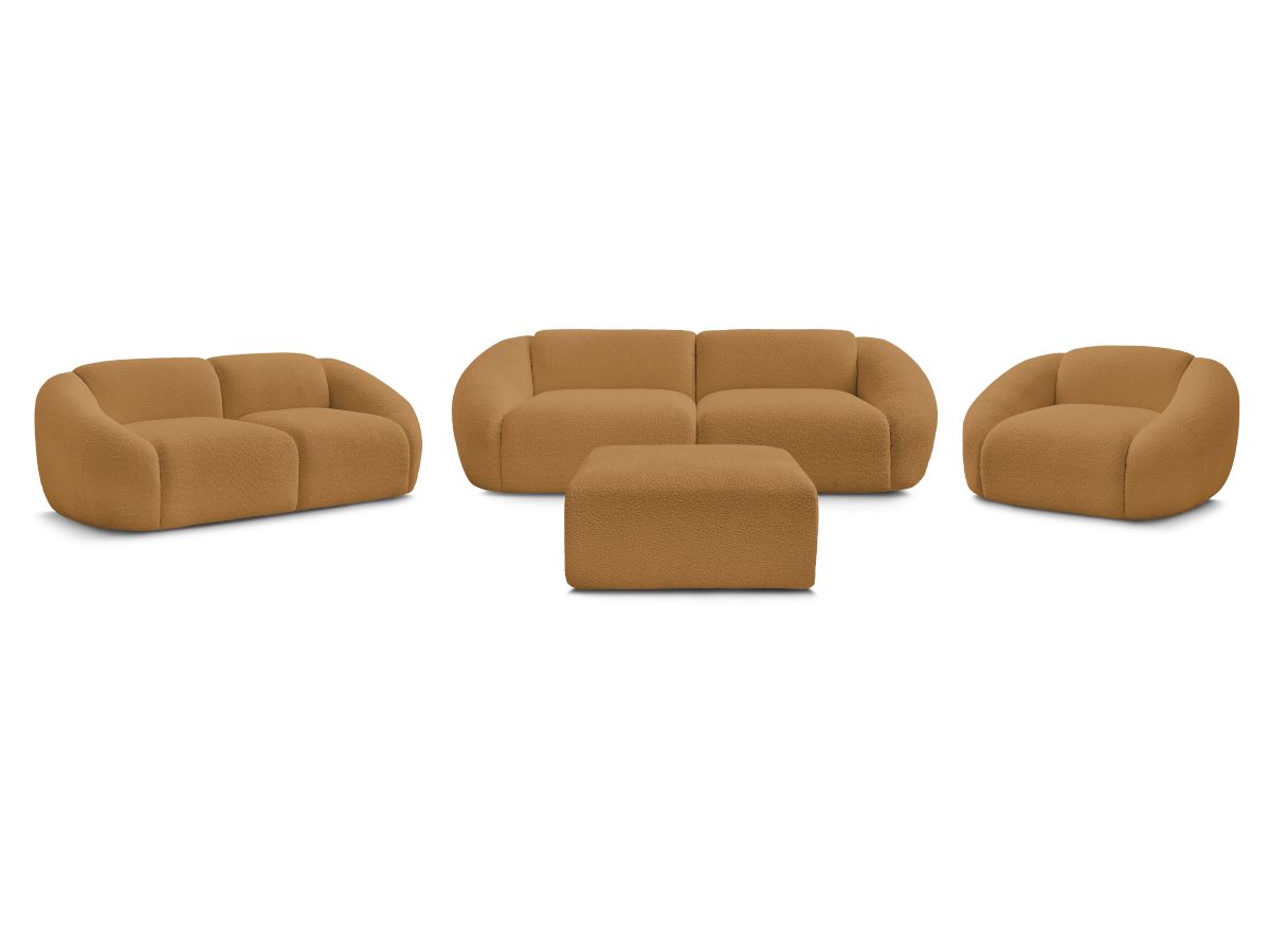 Bobochic Tina Sofa 7-Sitzer mit Pouf Bouclé-Stoff Gelb