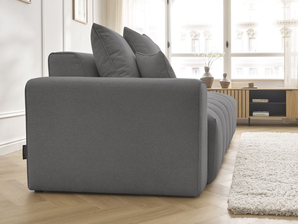 Bobochic Mont-blanc Sofa 4-Sitzer Melange-Stoff Dunkelgrau Armlehne links