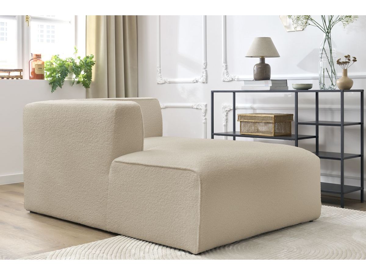 Bobochic Megeve Méridienne-Modul Bouclé-Stoff Beige Ecke links
