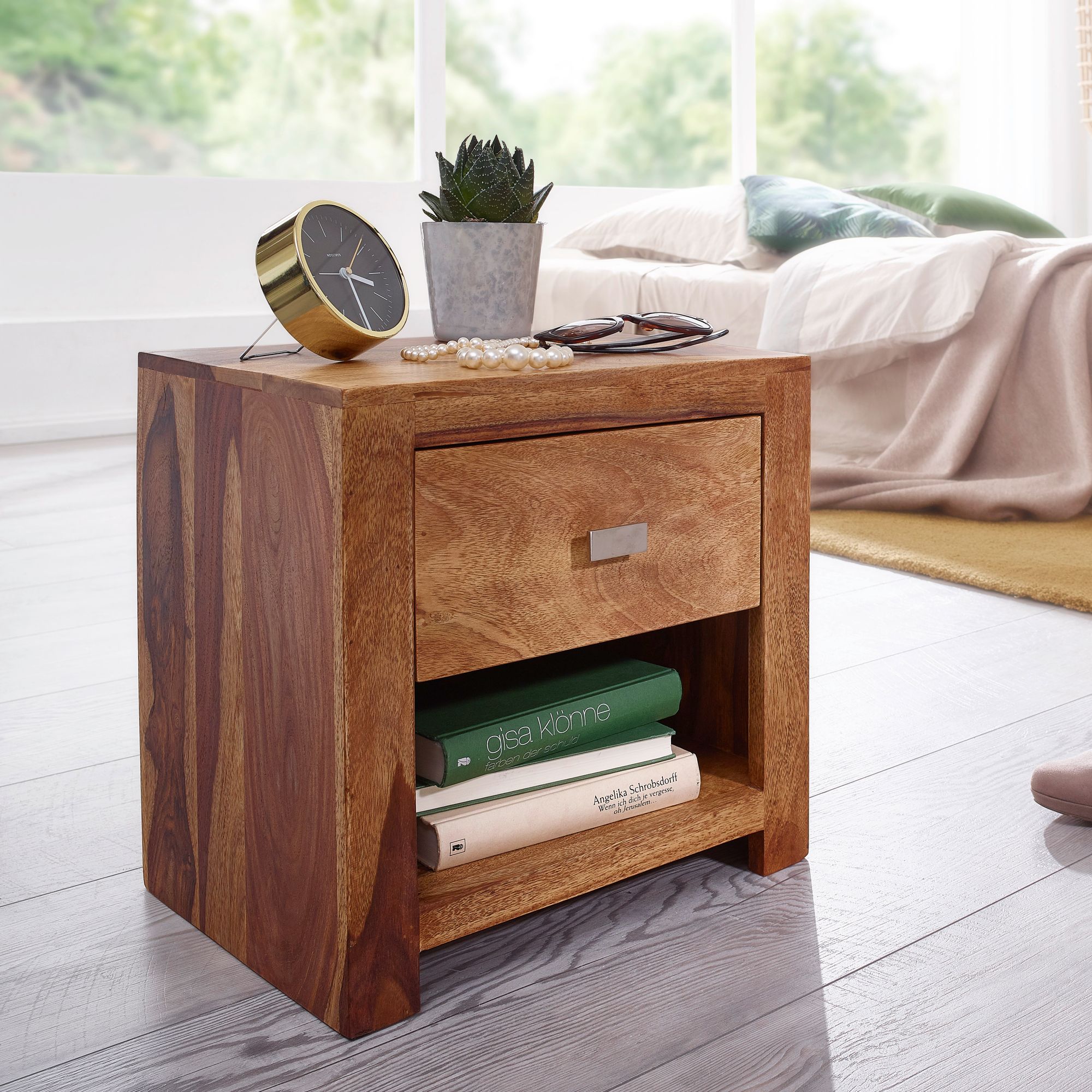 Nachttisch Aalvik Massivholz Dunkelbraun 40 × 30 × 40 cm