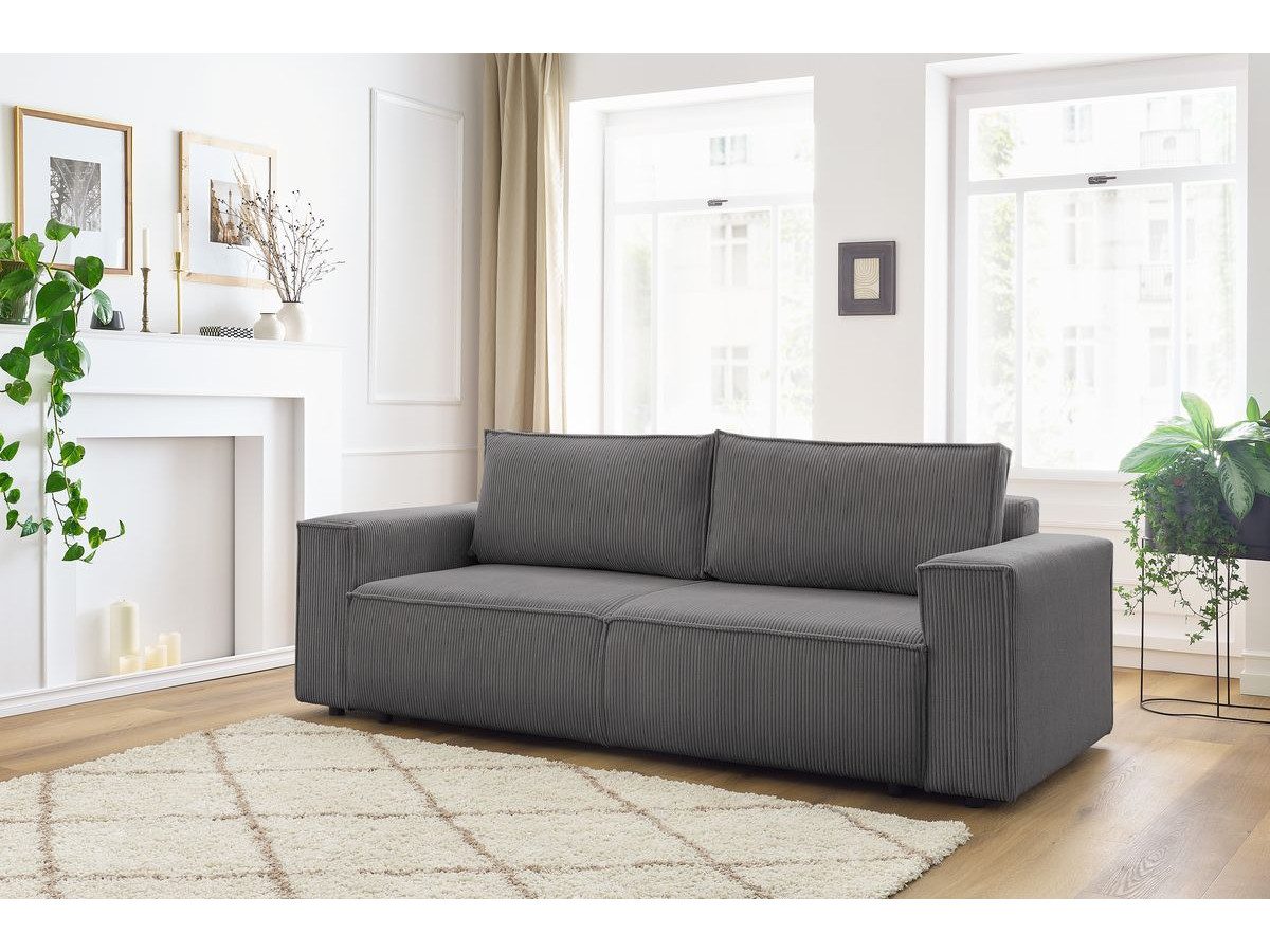 Bobochic Nihad Sofa 3-Sitzer Cordsamt Dunkelgrau