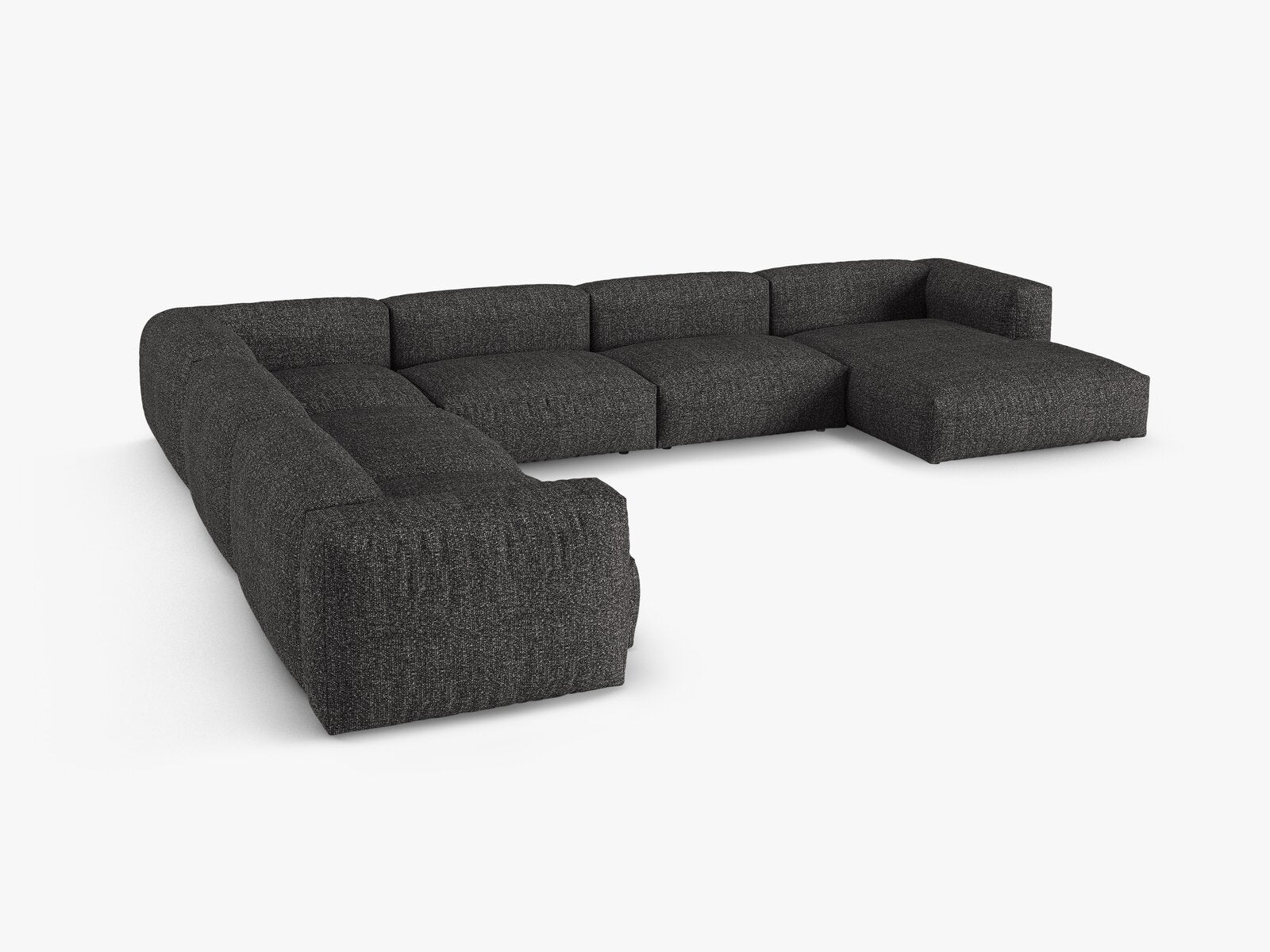 Micadoni modulares Ecksofa XL Martina 6-Sitzer 90cm Sitztiefe Links Boucle Monet Anthrazit