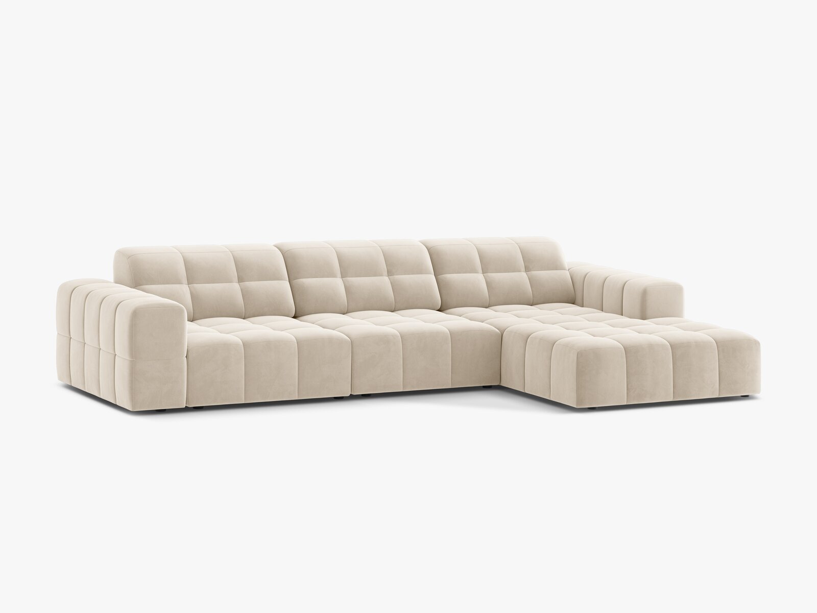 Micadoni Ecksofa Jennifer 4-Sitzer Rechts Samt Bluvel Helles Beige