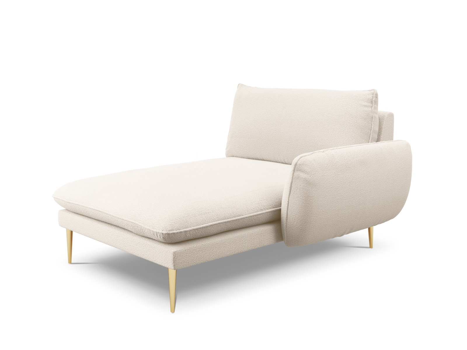 Cosmopolitan Design Chaiselongue Vienna Boucle Ascot Beige Rechts Beine Gold