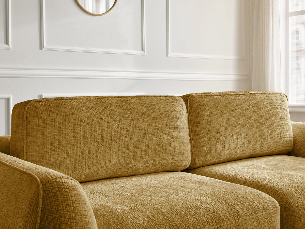 Bobochic Denise Schlafsofa 3-Sitzer mit Bettkasten Strukturstoff Gelb