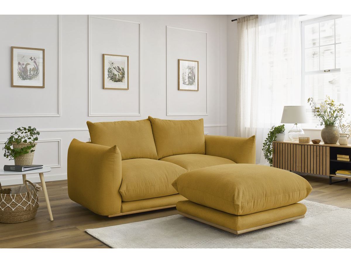 Bobochic Ernest Sofa 3-Sitzer mit Pouf 193 × 106 cm Stoff Gelb