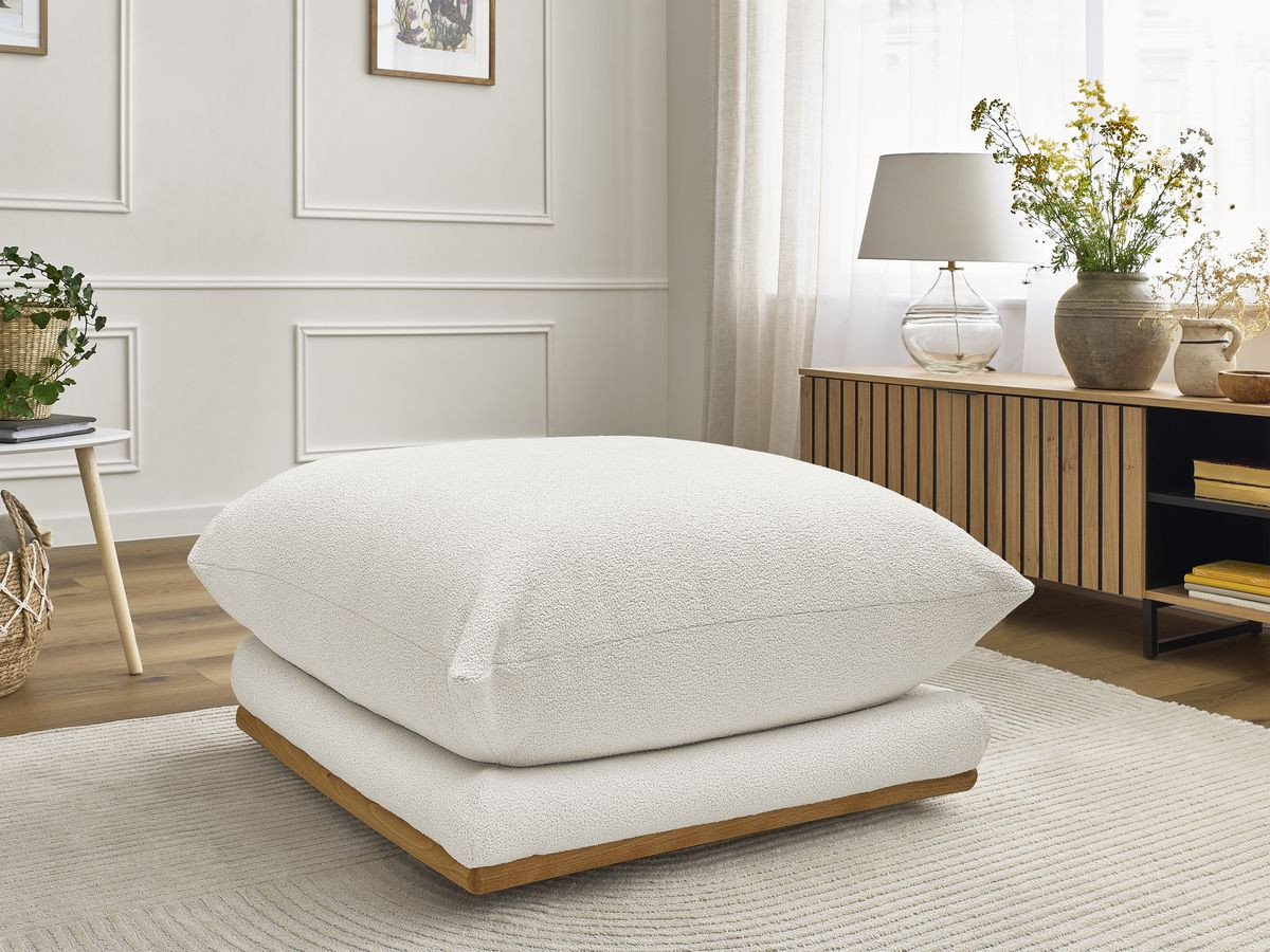 Bobochic Ernest Pouf Bouclé-Stoff Weiß