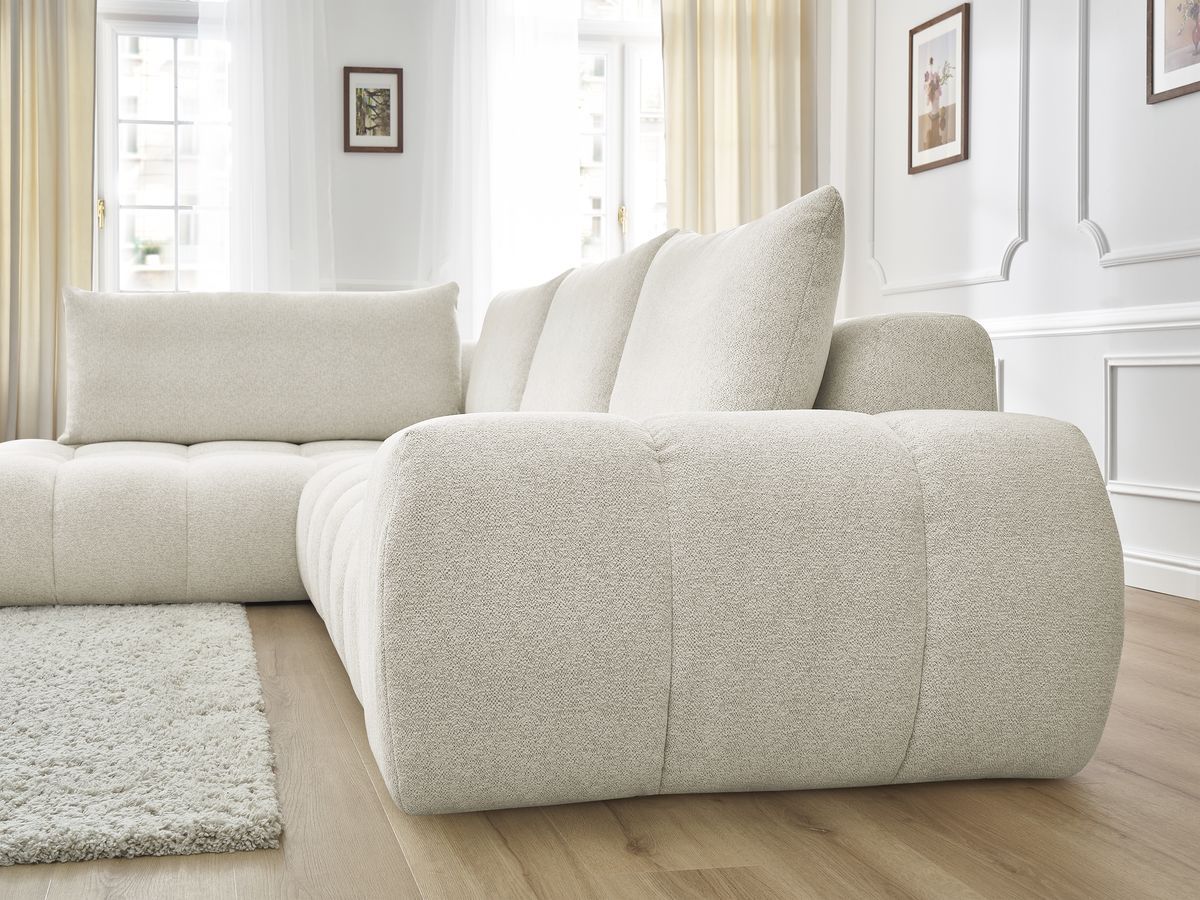 Bobochic Everest Ecksofa, 4 Kissen Melange-Stoff Weiß Ecke links