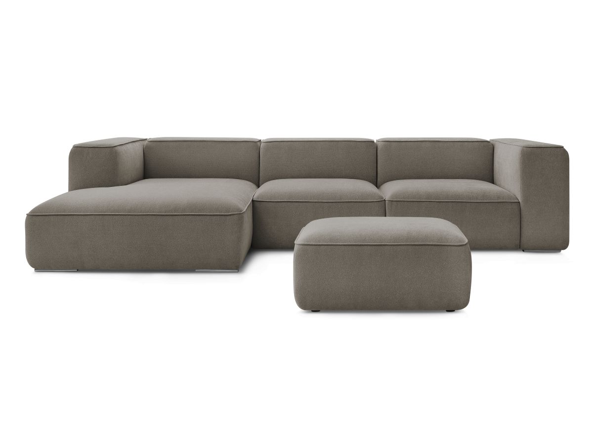 Bobochic Zephyr Ecksofa mit Pouf 349 × 165 cm Strukturstoff Taupe Ecke links