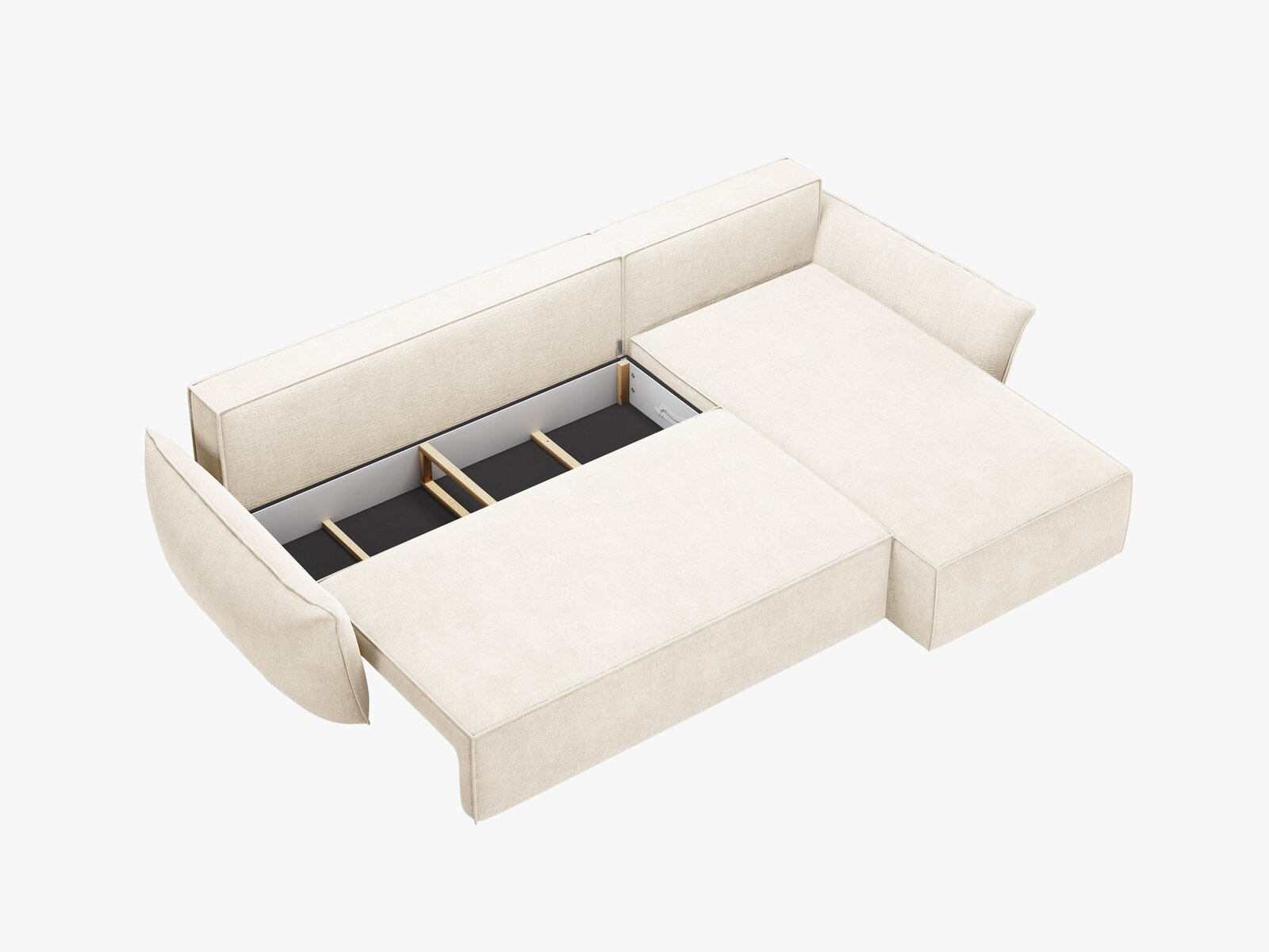 Micadoni Kaelle Ecksofa 4-Sitzer mit Schlaffunktion Rechts Chenille Over The Horizon Helles Beige