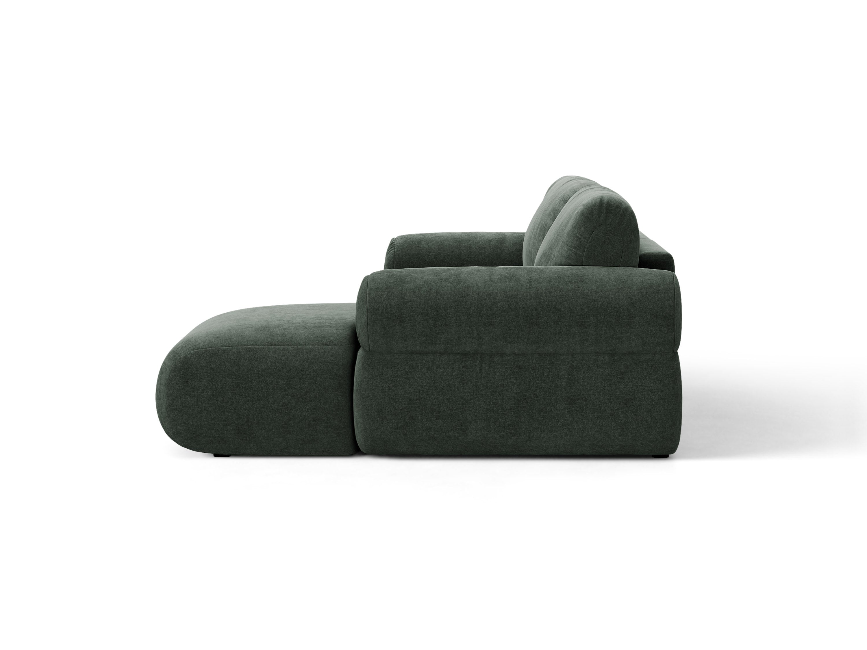 Micadoni Ophelia Ecksofa 4-Sitzer Strukturierter Stoff Liberty Moosgrün Links