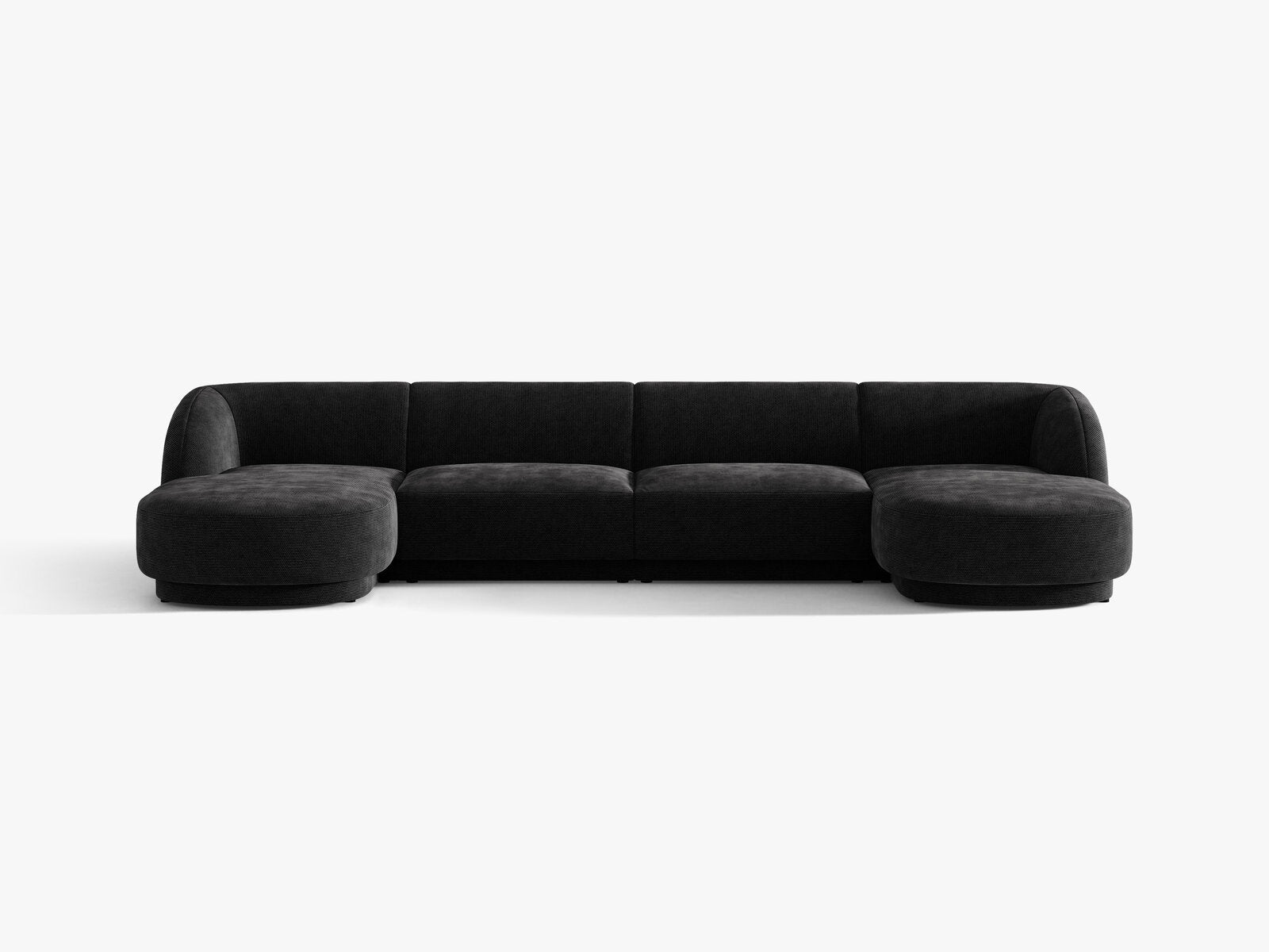 Micadoni Panorama-Sofa Miley 5-Sitzer Chenille Haga Schwarz