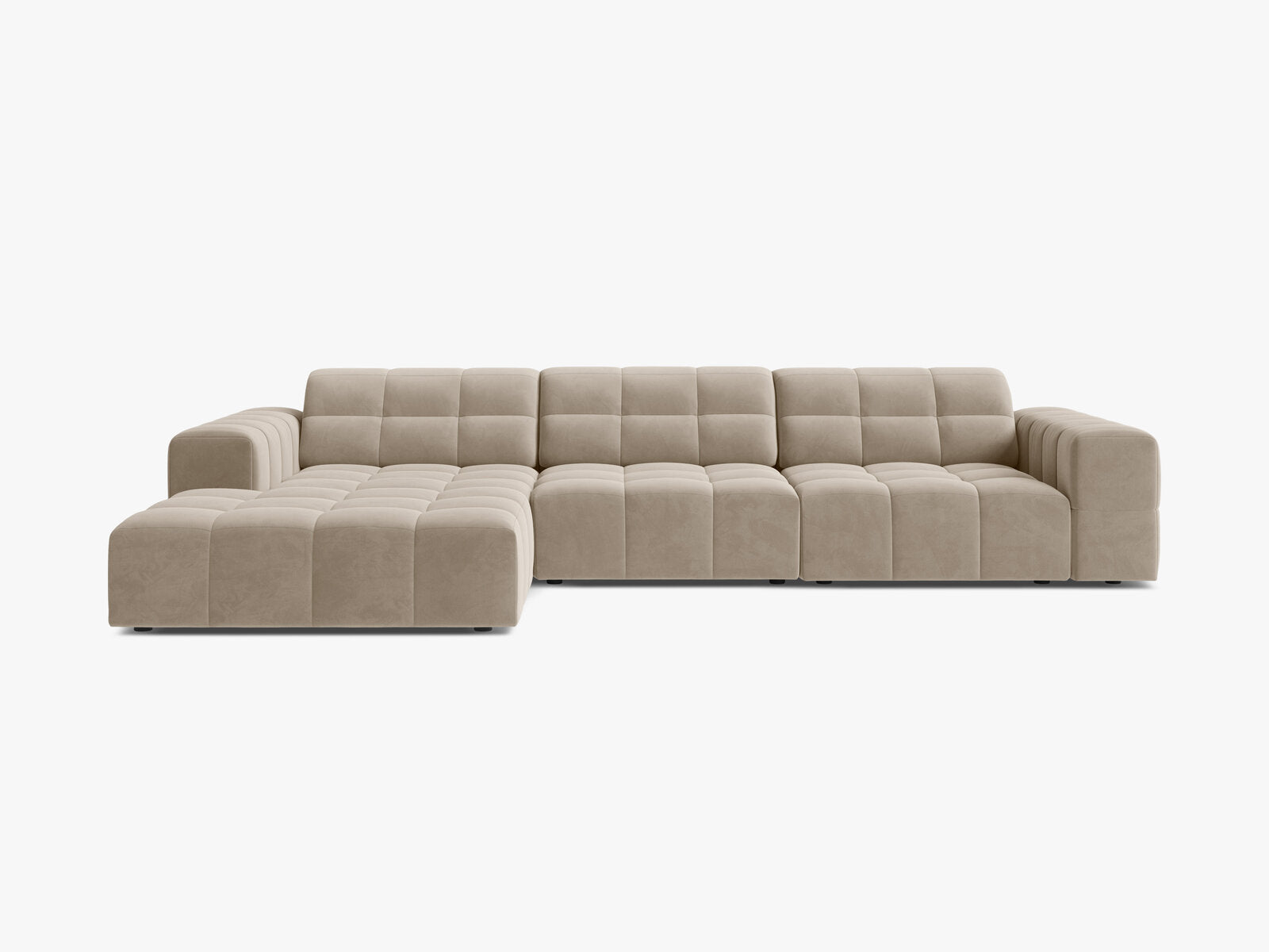 Micadoni Ecksofa Jennifer 4-Sitzer Links Samt Bluvel Dunkelbeige