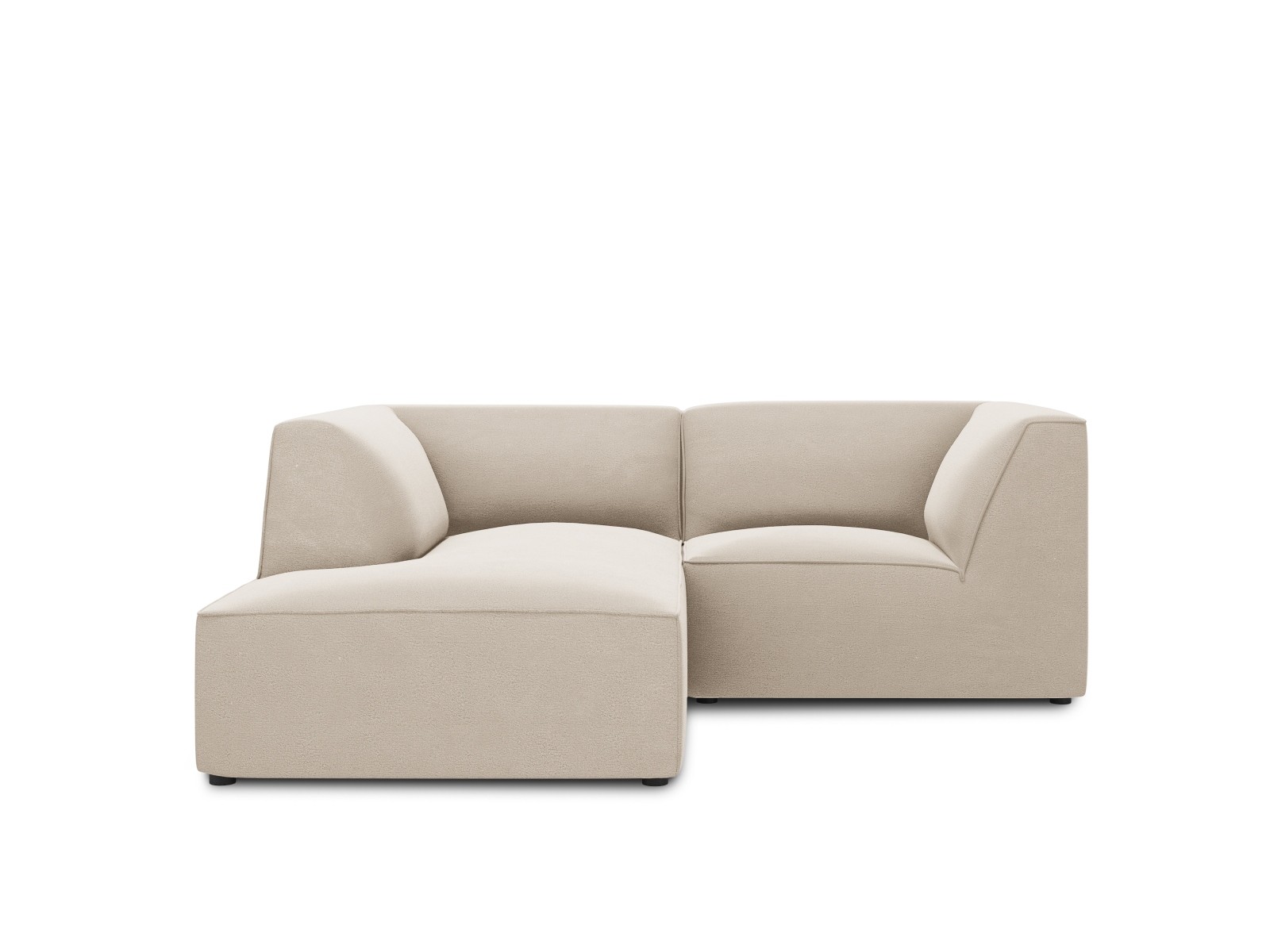3-Sitzer Velvet Modular Ecke links Sofa Ruby | Bezug Beige | Beinfarbe Black Plastic