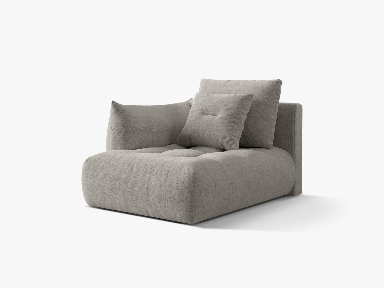 Micadoni Bloom Chaiselongue Links Strukturierter Stoff Wind Hellgrau