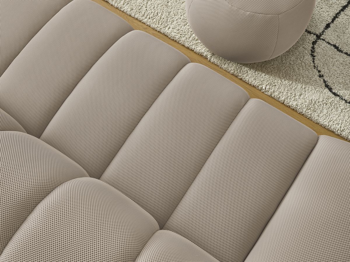 Bobochic Hayden Sofa 2-Sitzer mit Pouf 226 × 107 cm Mesh-Stoff Taupe