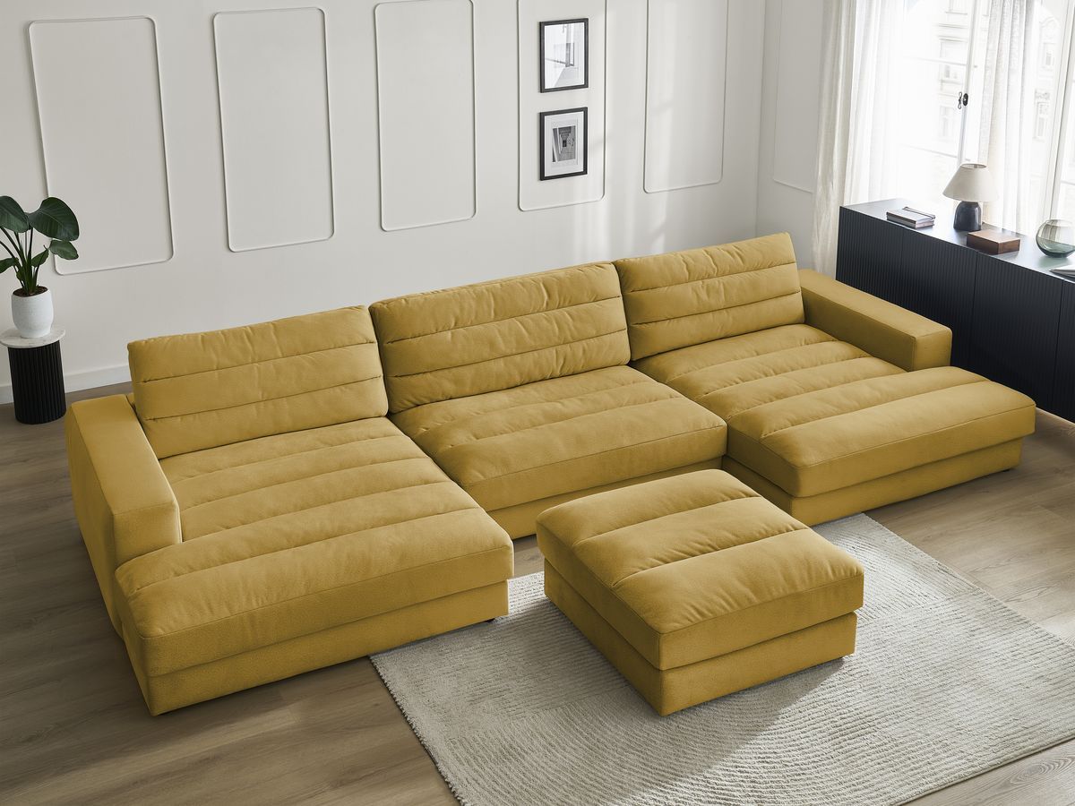Bobochic Sierra Wohnlandschaft mit Pouf Samt Gelb