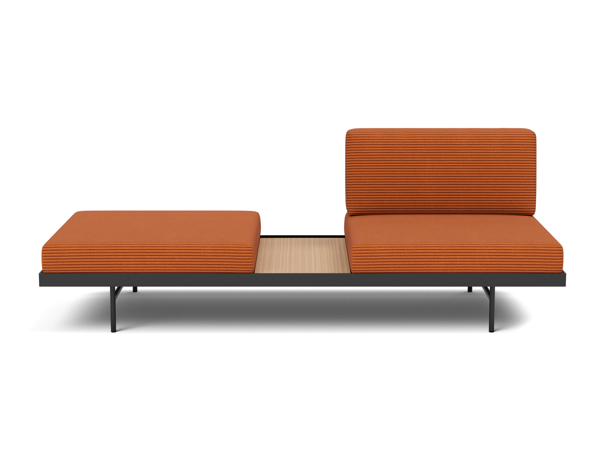 Tagesbett Puri Kord Corduroy 595-Burnt-Orange Beine mit Eichentisch