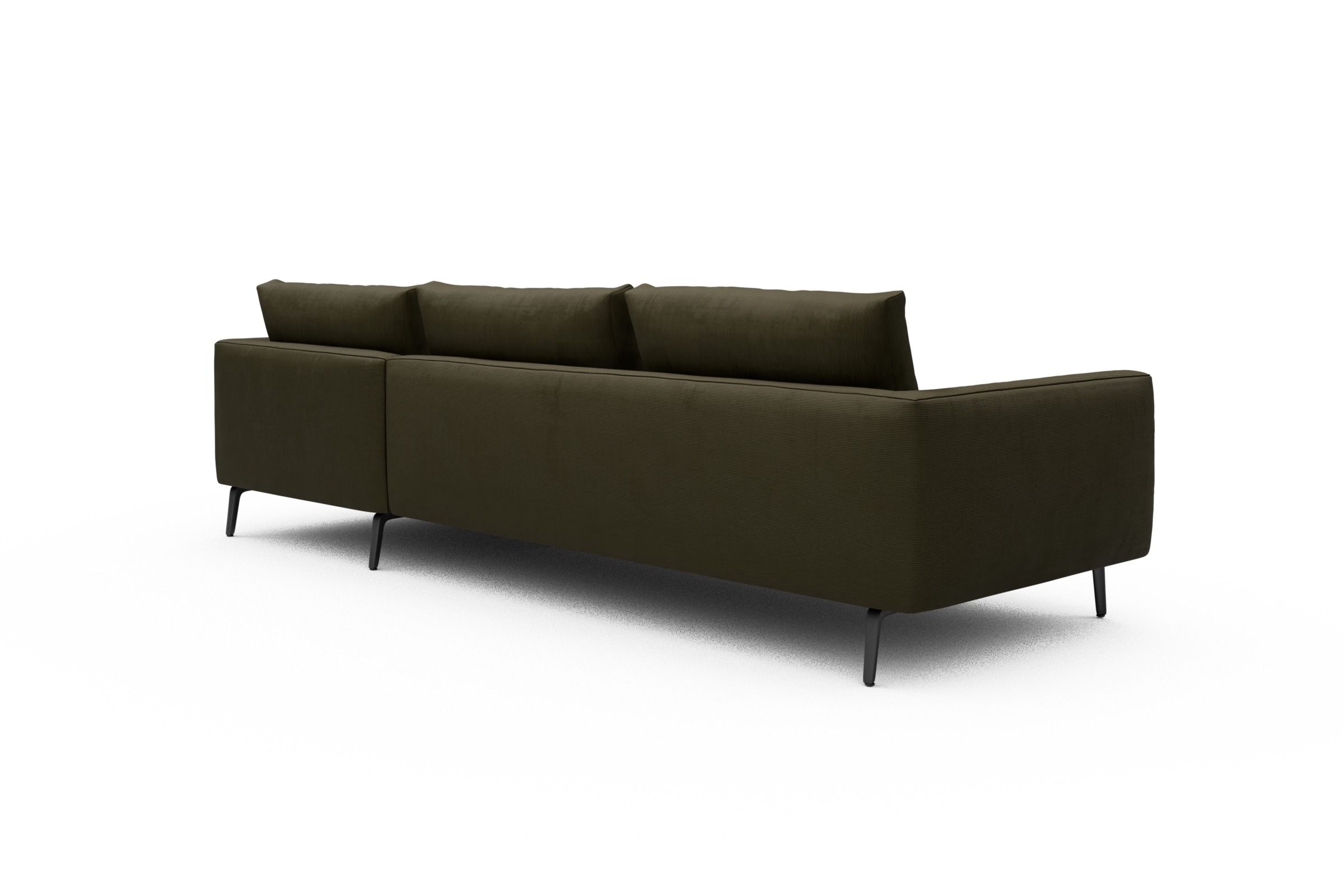 Ecksofa Karl Chaiselongue rechts mit 2,5-Sitzer Cordufine-Pine-Green