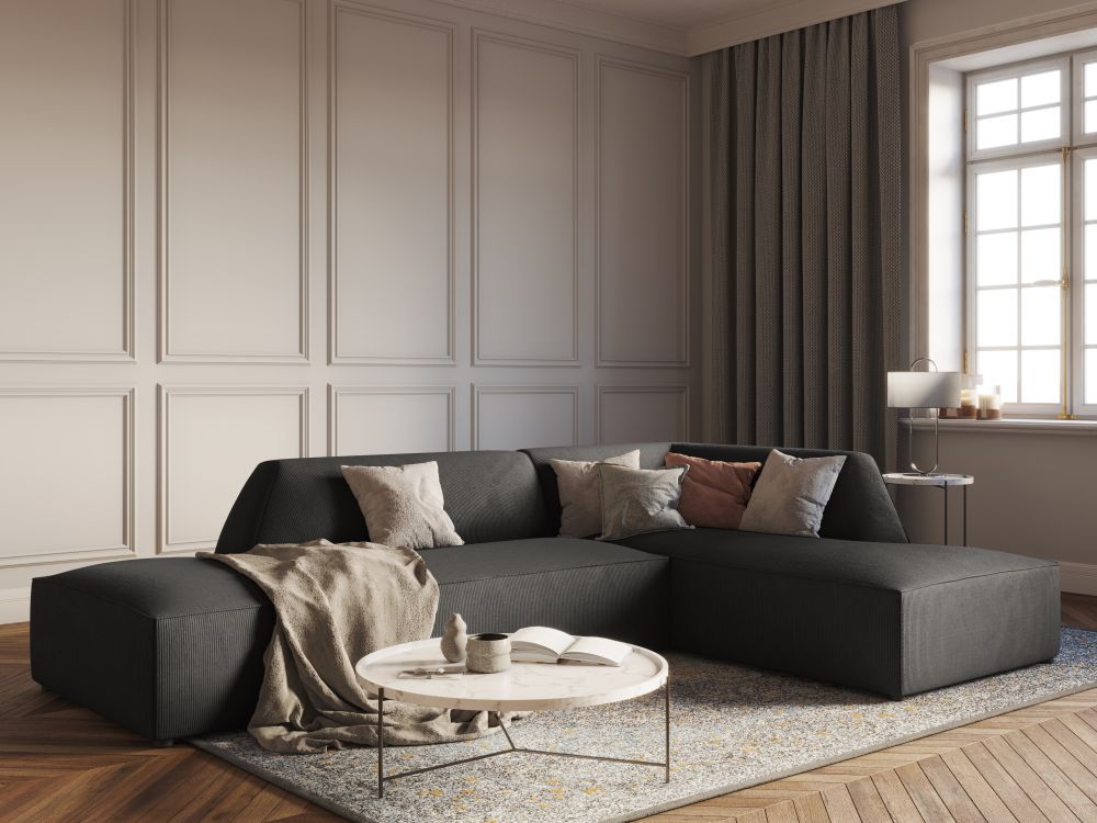 Cosmopolitan Design Ecksofa Siena 4-Sitzer offen Kord Scala Dunkelgrau Rechts