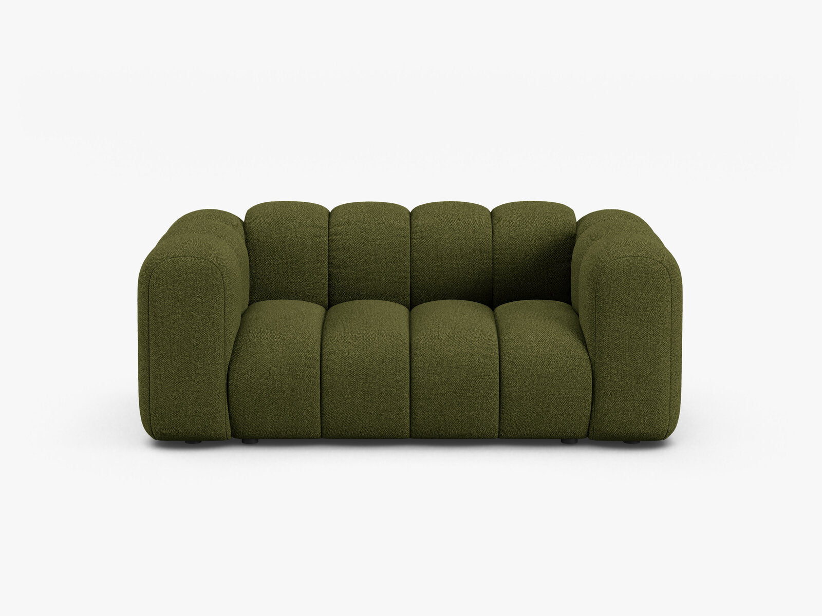 Micadoni Sofa Lupine 2-Sitzer kleine Version Boucle Baloo Dunkel-Olivgrün