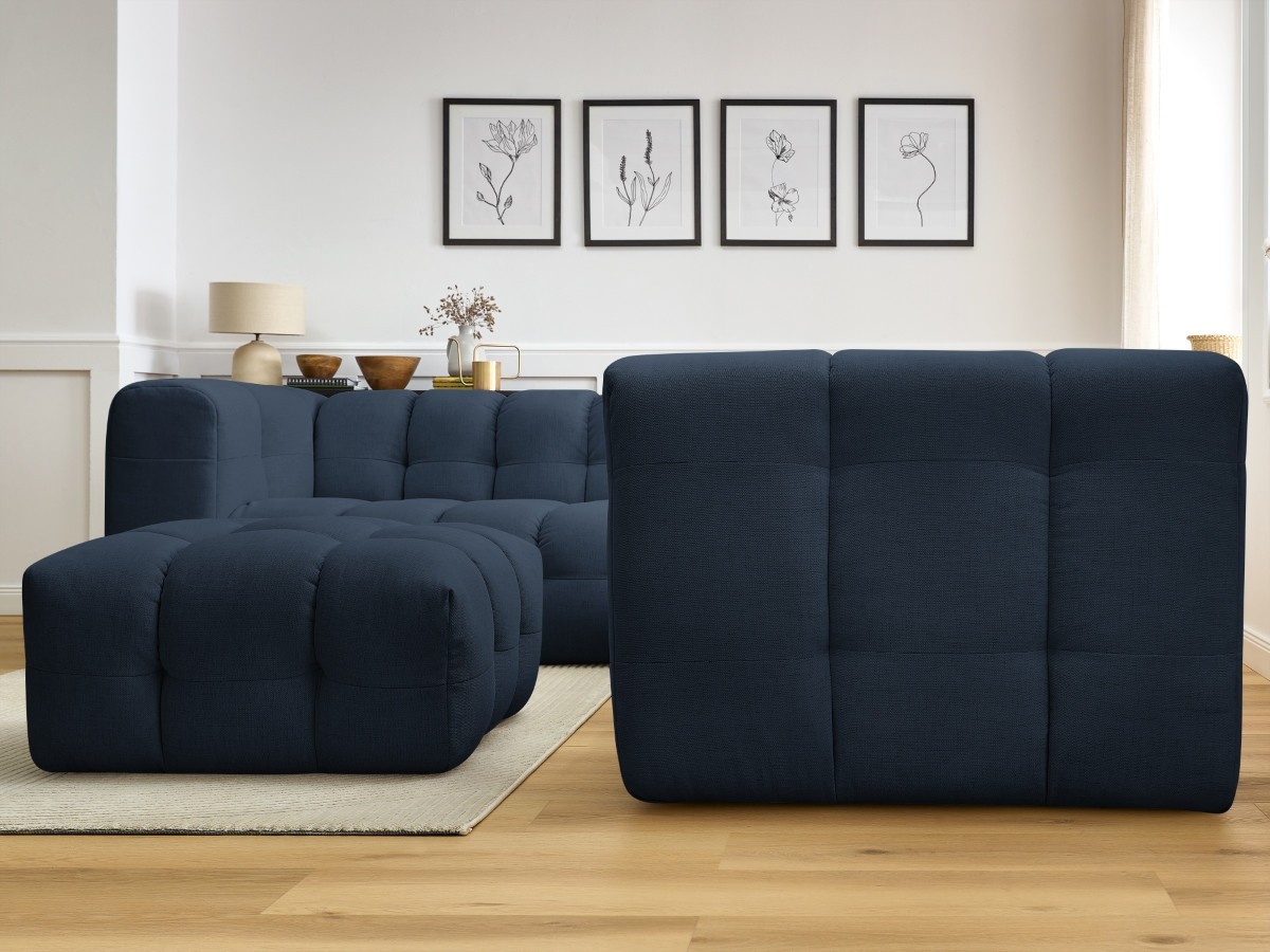 Bobochic Cloud Ecksofa mit Pouf 268 × 110 cm Stoff Dunkelblau