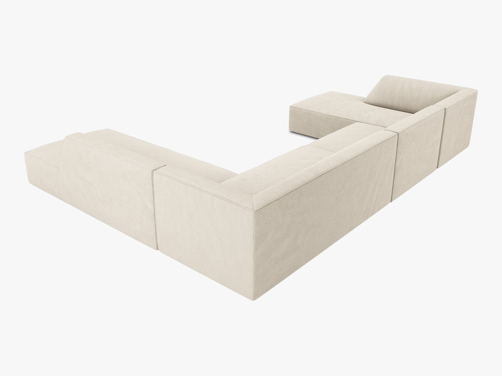 Micadoni Panorama-Ecksofa Ruby 7-Sitzer Rechts Kord Scala Helles Beige