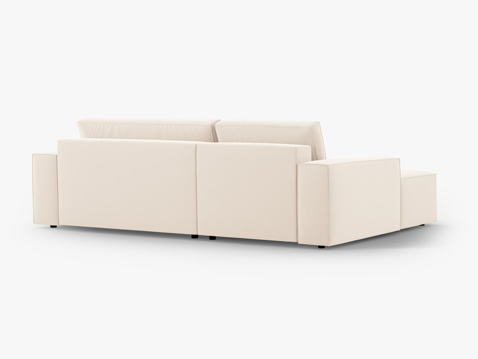 Micadoni Schlaf-Ecksofa Jodie 3-Sitzer Links Samt Helles Beige