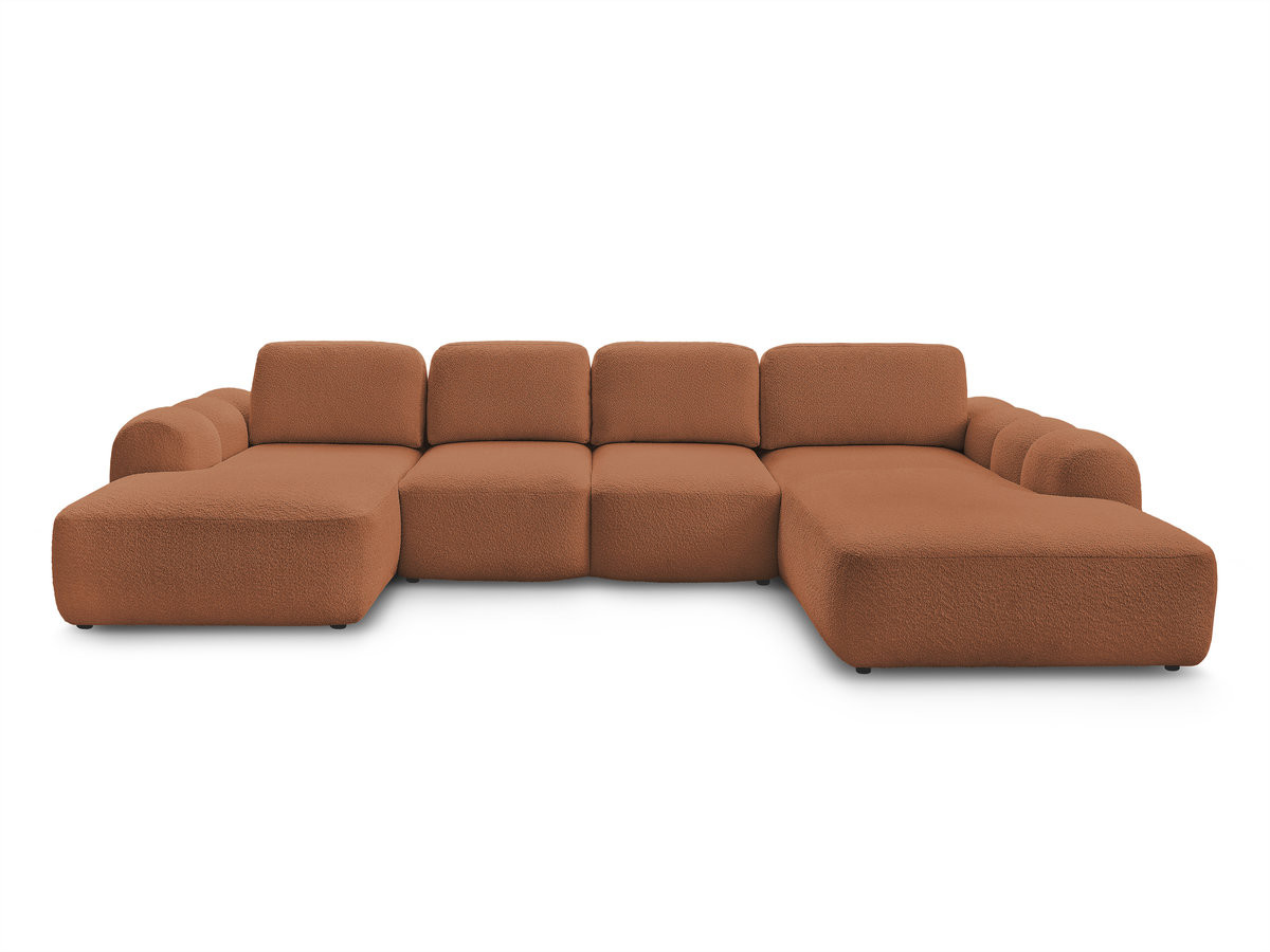 Bobochic Montaigne Wohnlandschaft Bouclé-Stoff Orange Ecke links