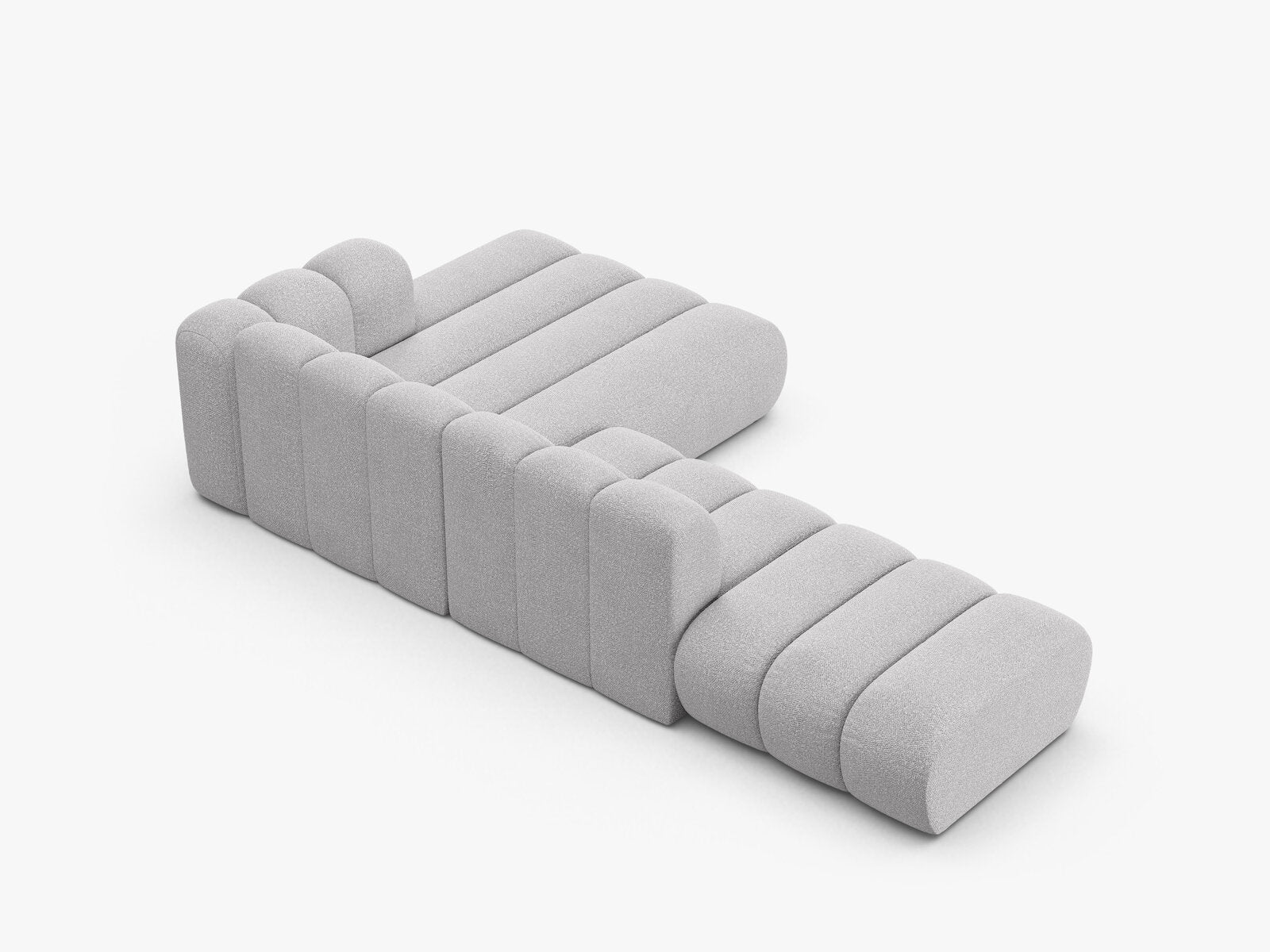 Micadoni Modulares Ecksofa offen Lupine 5-Sitzer Rechts Boucle Baloo Hellgrau