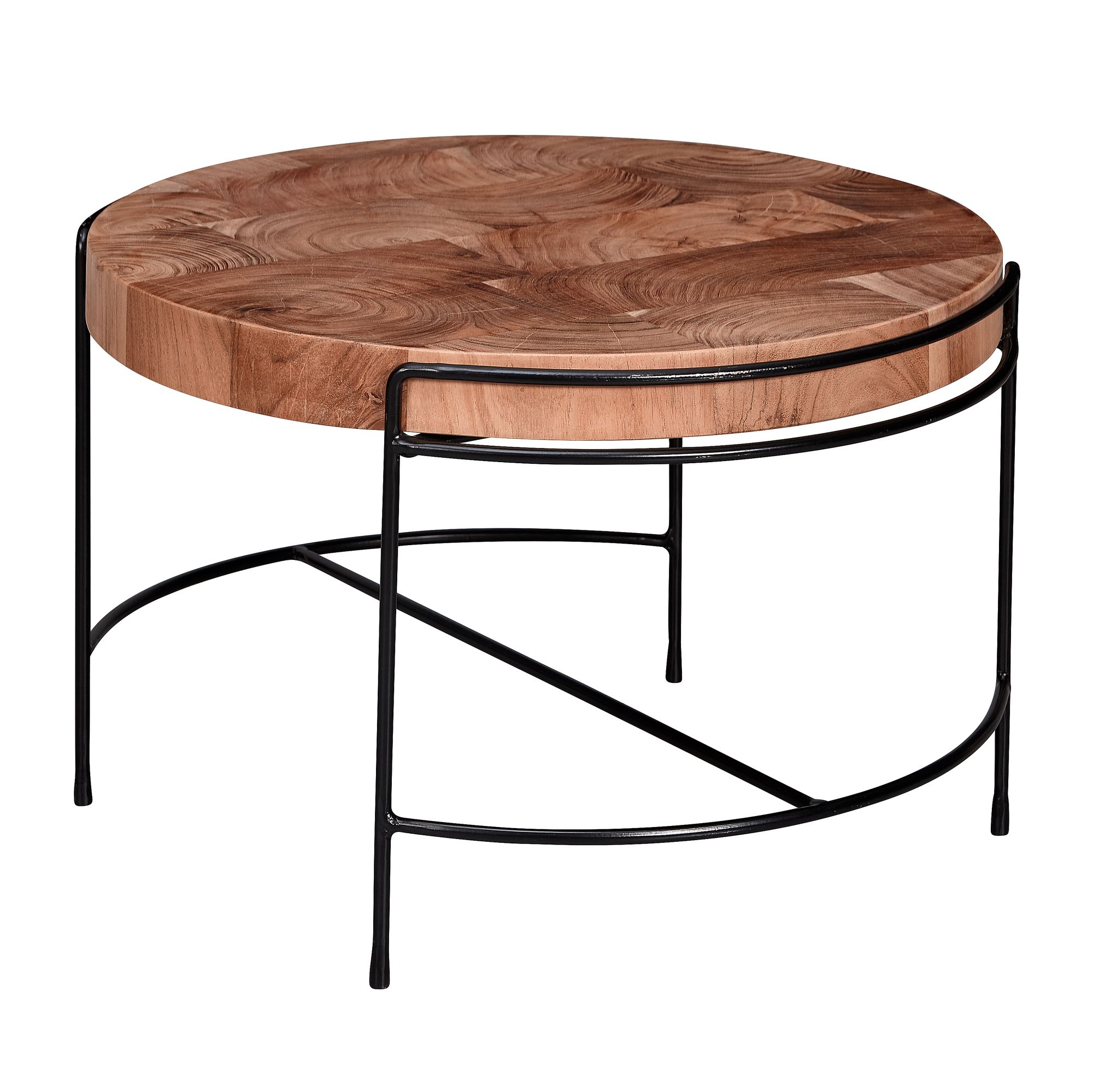 Couchtisch Famjin Akazie Massivholz Braun Ø 62 cm