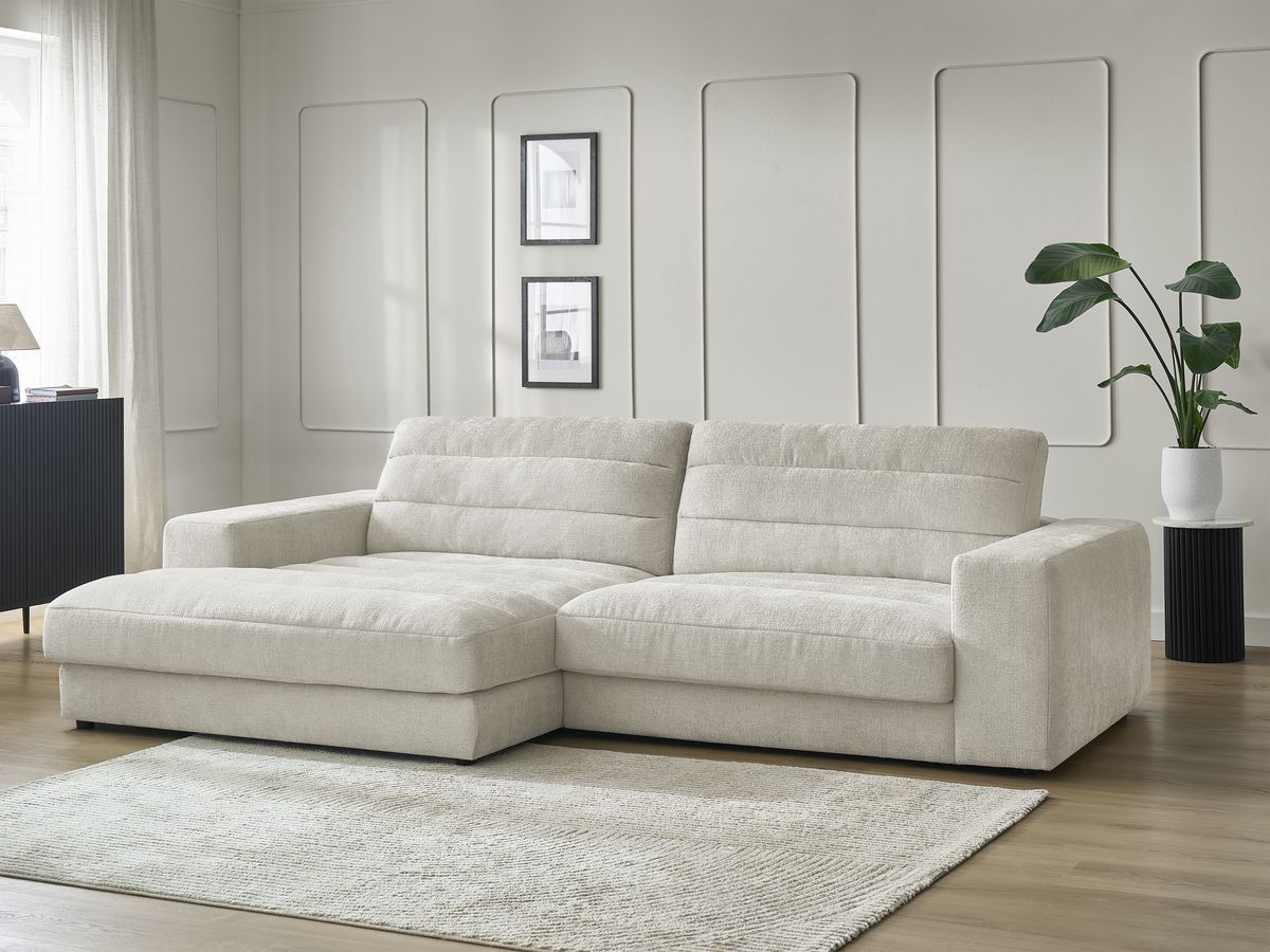 Bobochic Sierra Ecksofa Strukturstoff Beige Ecke links