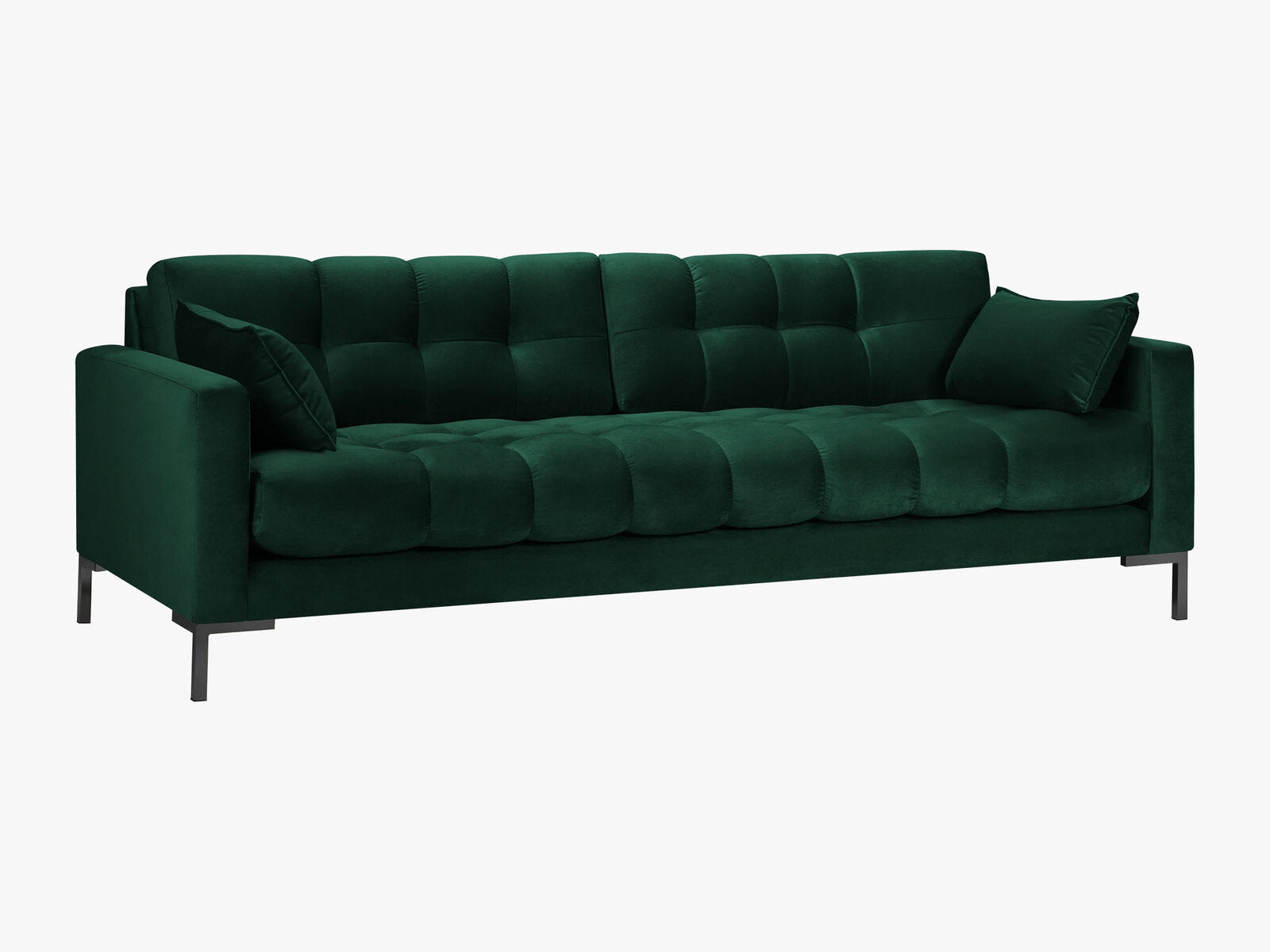 Micadoni Sofa Mamaia 4-Sitzer Samt Bluvel Flaschengrün schwarze Beine