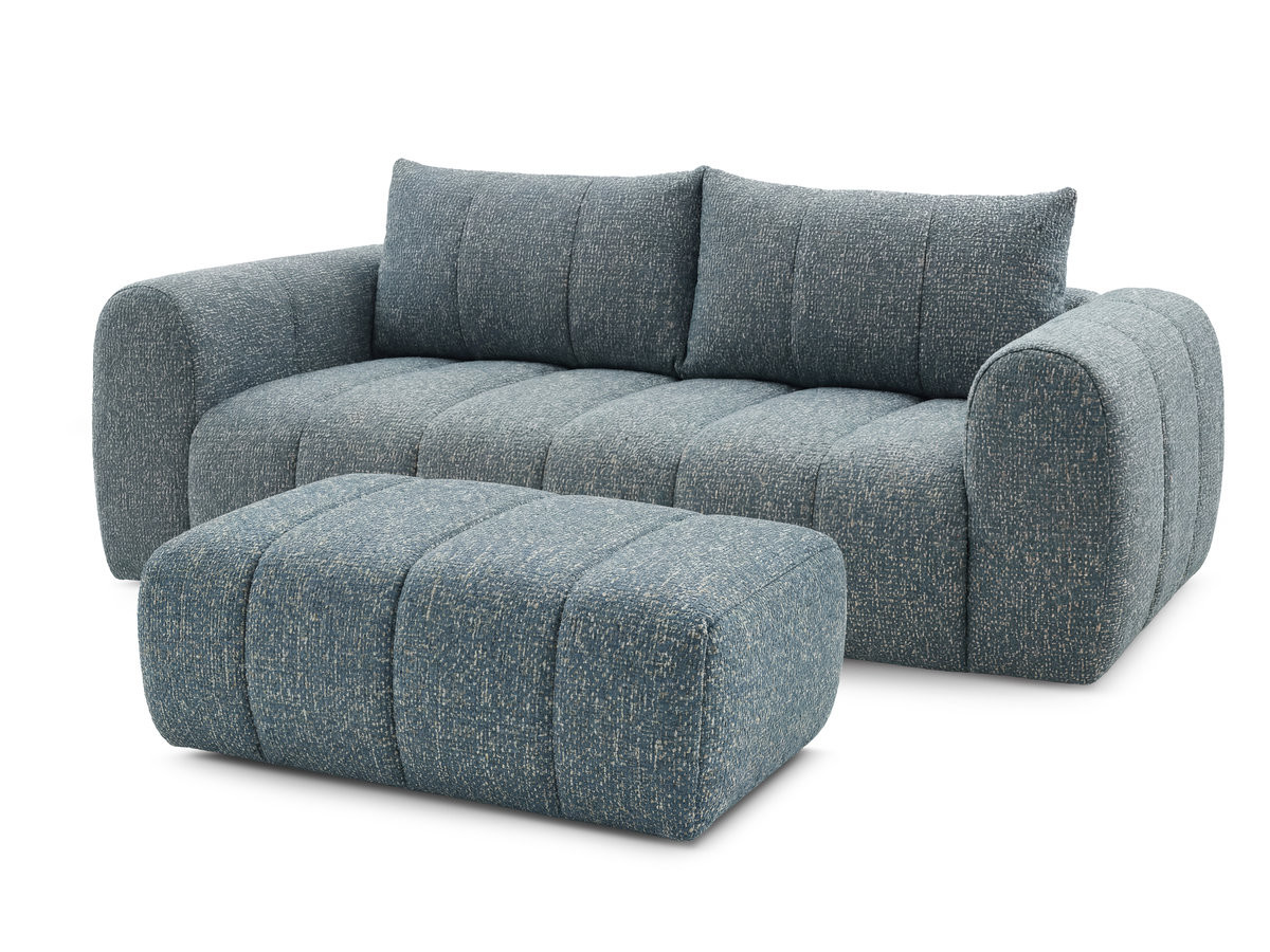 Bobochic Nesty Sofa 3-Sitzer mit Pouf Melange-Stoff Blau