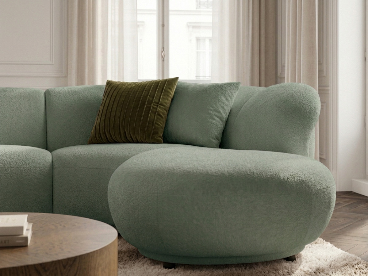 Bobochic Nora Ecksofa Chenille Grün Ecke rechts