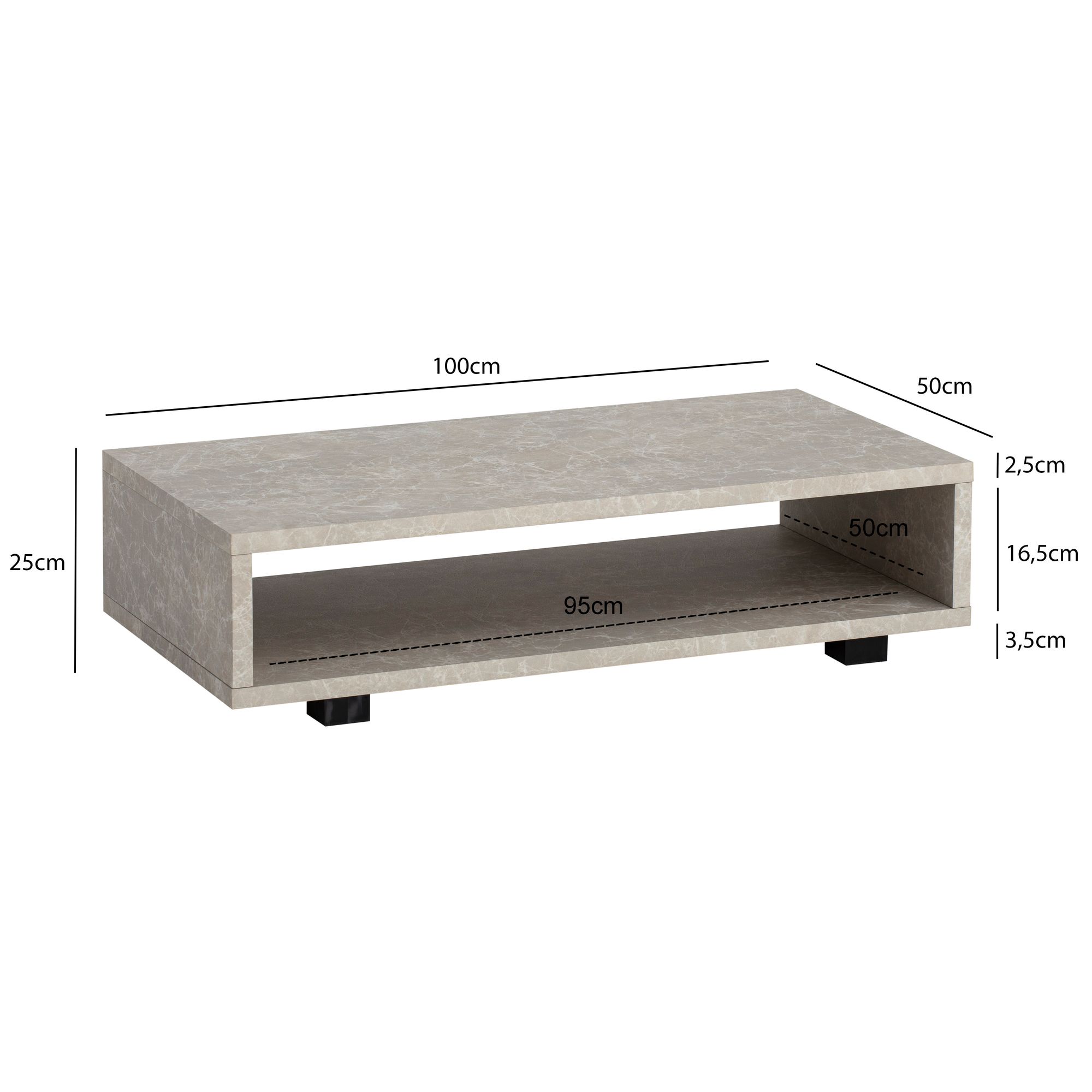 Couchtisch Fonnes Beige 100 × 50 × 25 cm