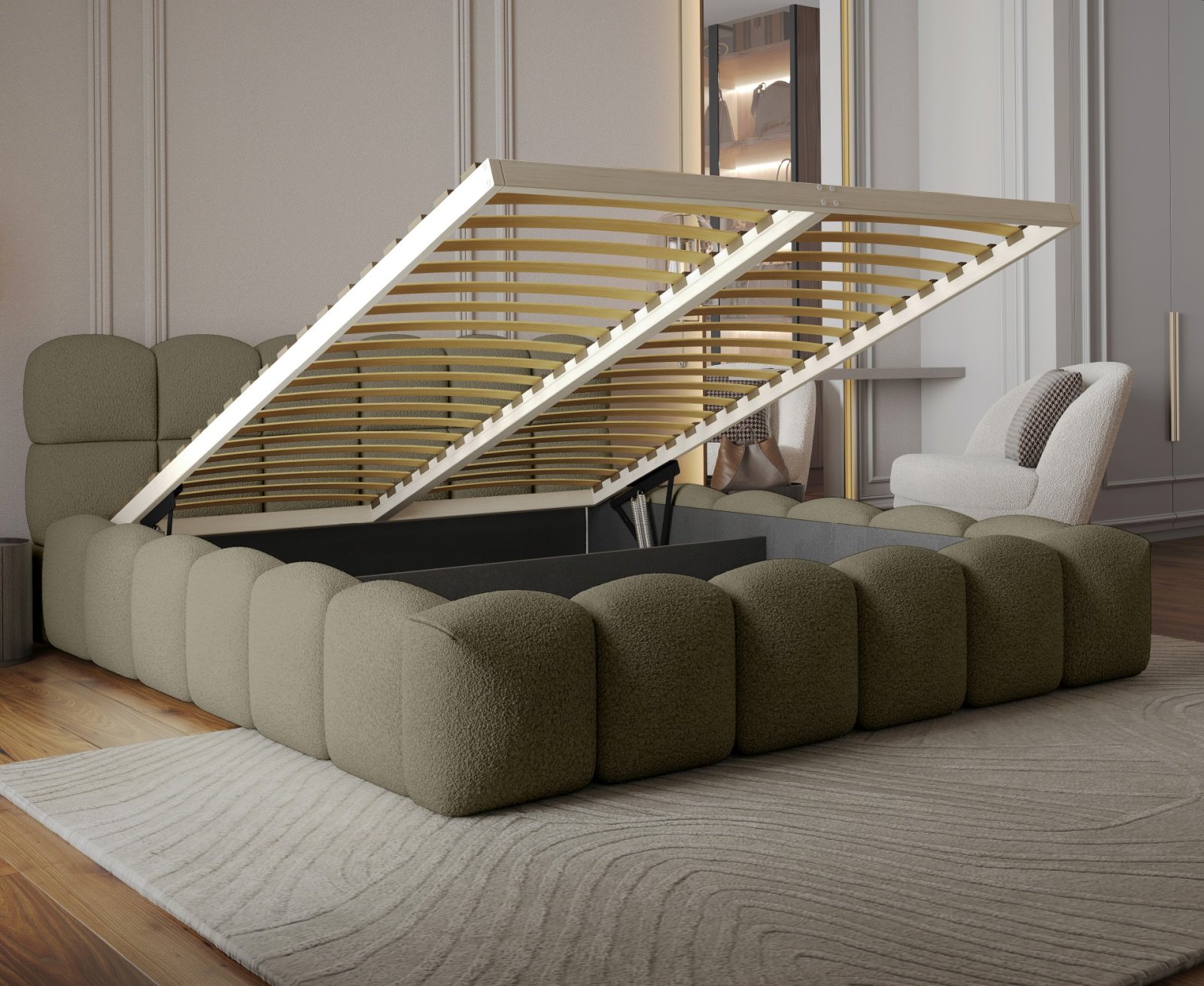 Polsterbett Vento-Slim Boucle 140x200 mit Holzrahmen Quelle 16